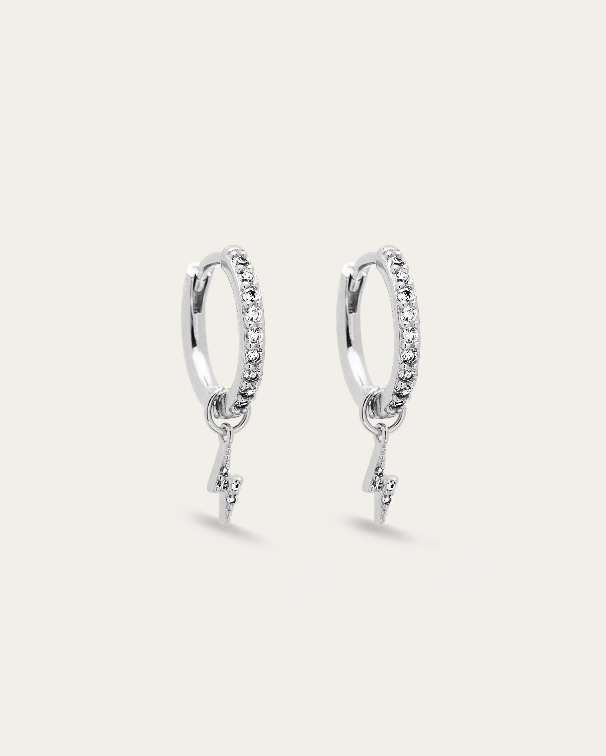 Parvé Lightening Bolt Drop Hoop Earrings