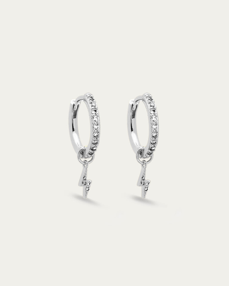 Parvé Lightening Bolt Drop Hoop Earrings