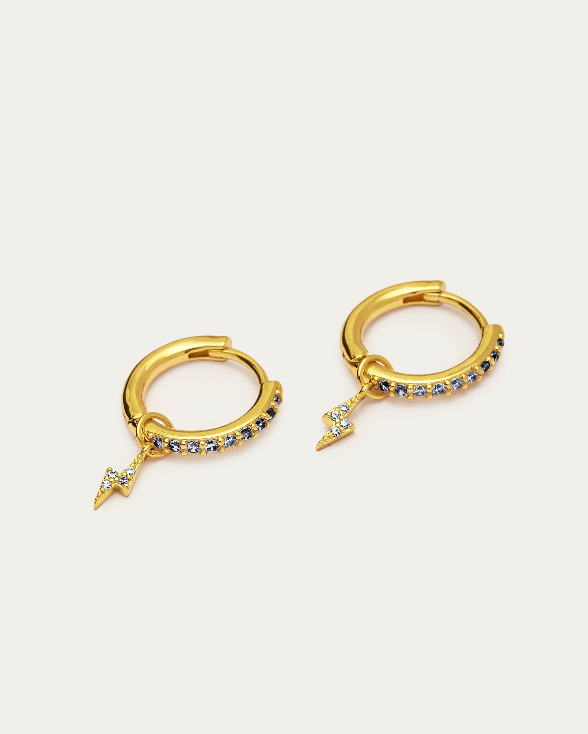 Parvé Lightening Bolt Drop Hoop Earrings
