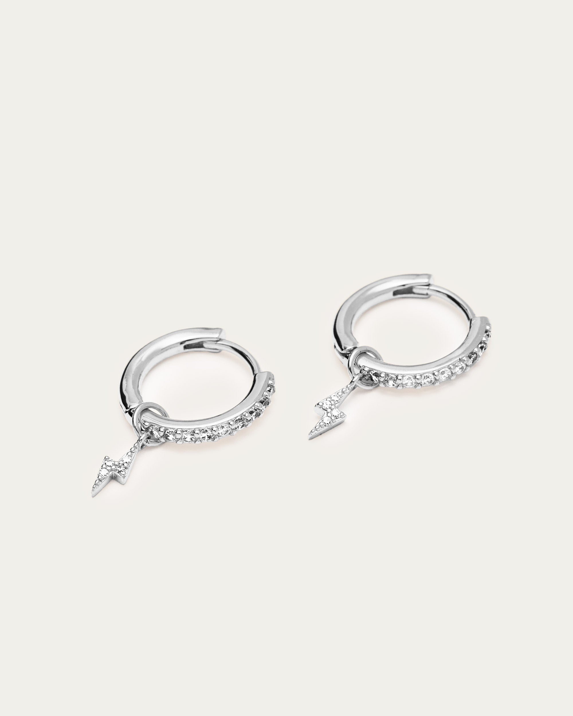 Parvé Lightening Bolt Drop Hoop Earrings