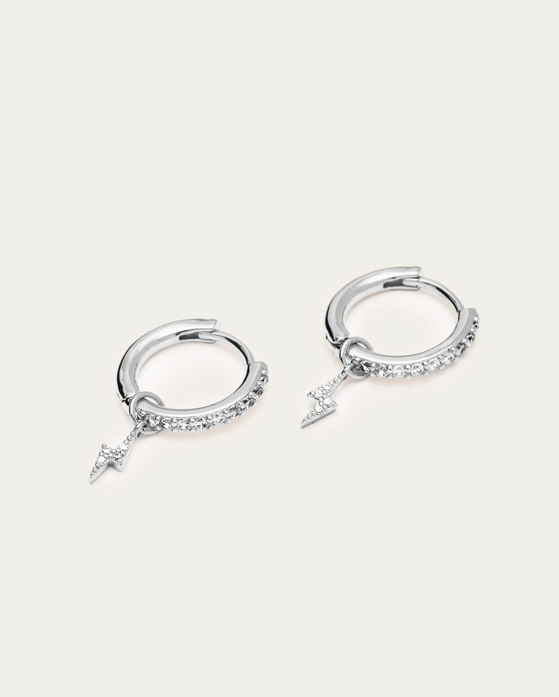 Parvé Lightening Bolt Drop Hoop Earrings