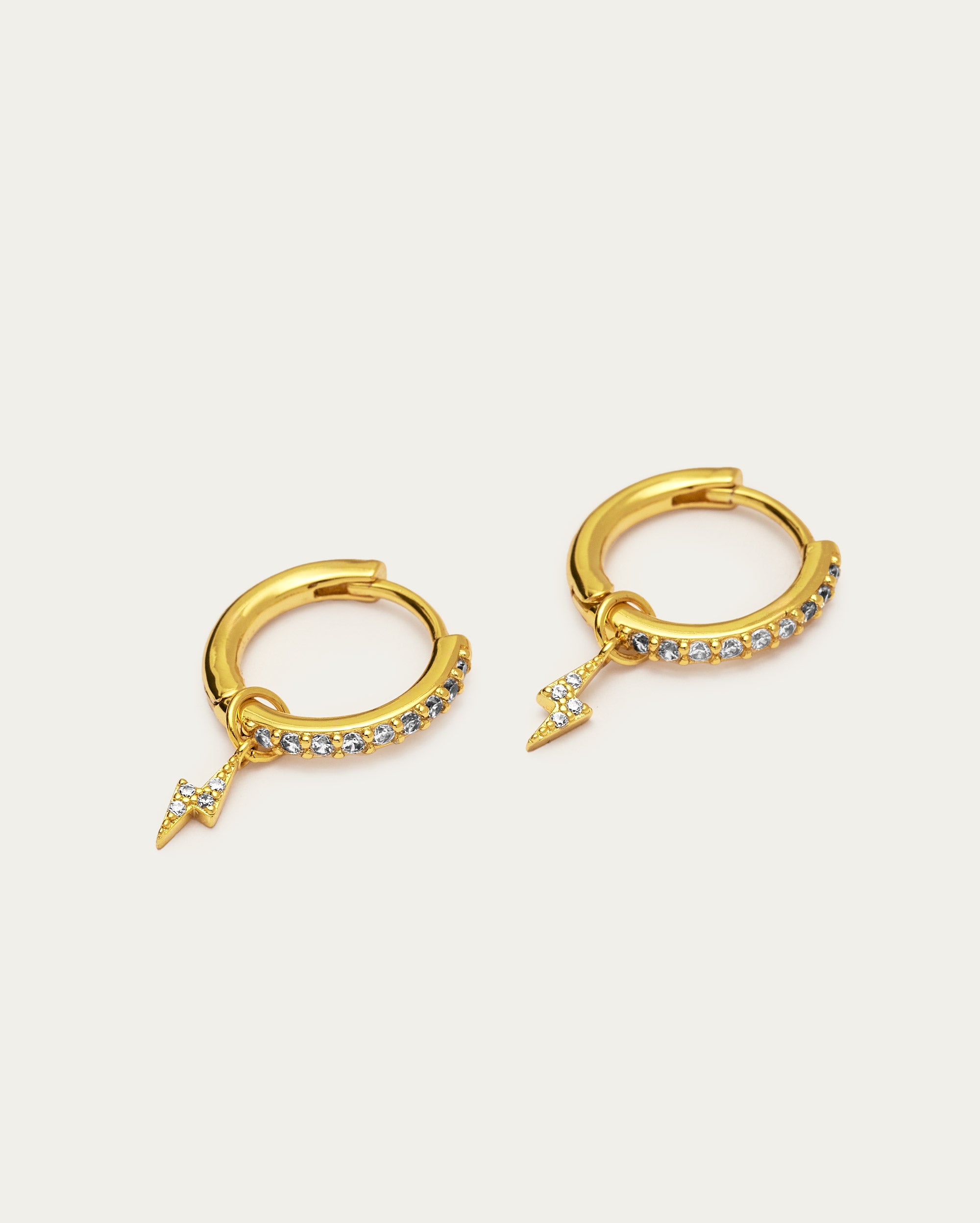 Parvé Lightening Bolt Drop Hoop Earrings