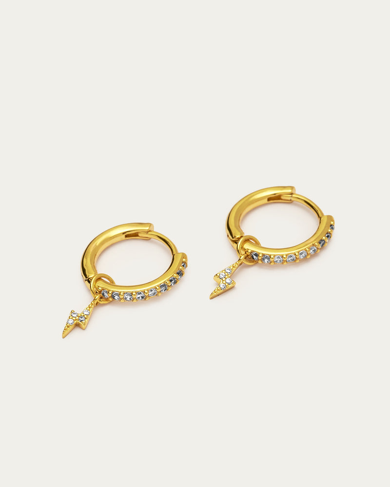 Parvé Lightening Bolt Drop Hoop Earrings