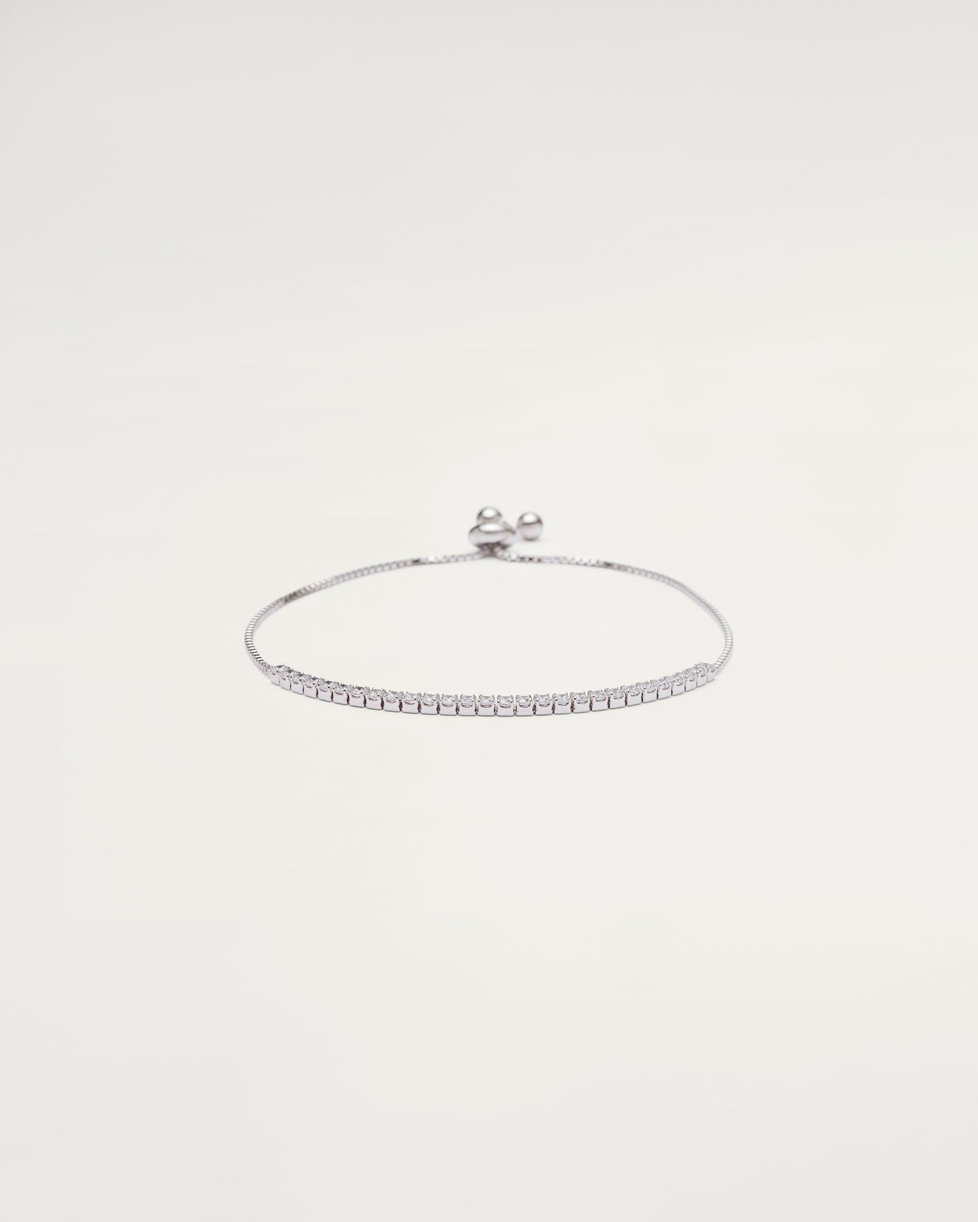 Silver Adjustable Crystal Tennis Sterling Silver Bracelet