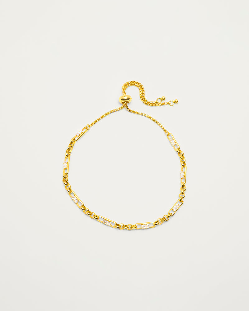 Gold Adjustable Crystal Link Bracelet