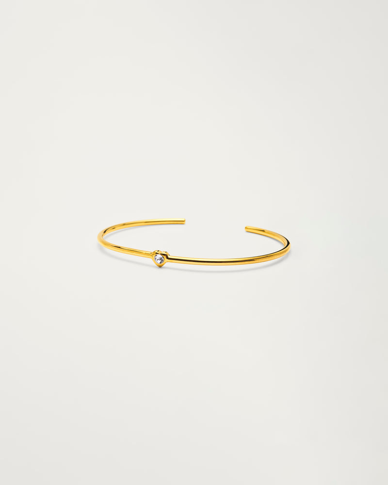 Gold Crystal Heart Bangle