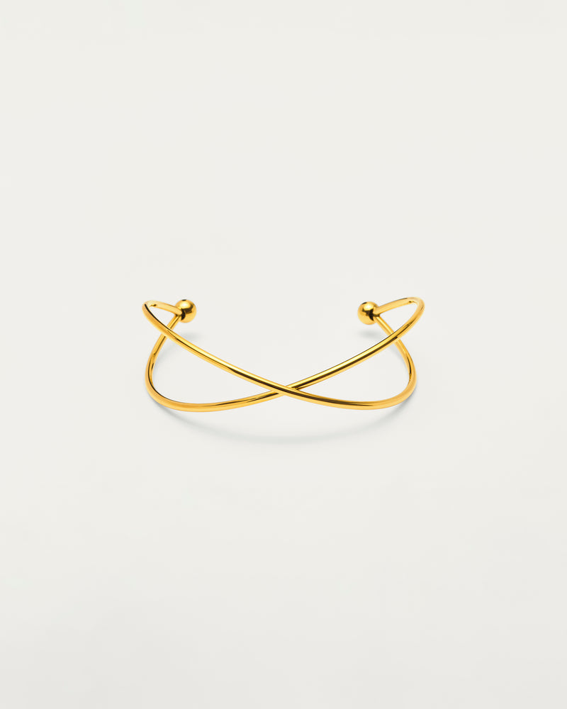 Gold Sculptural Cross Cuff Bangle