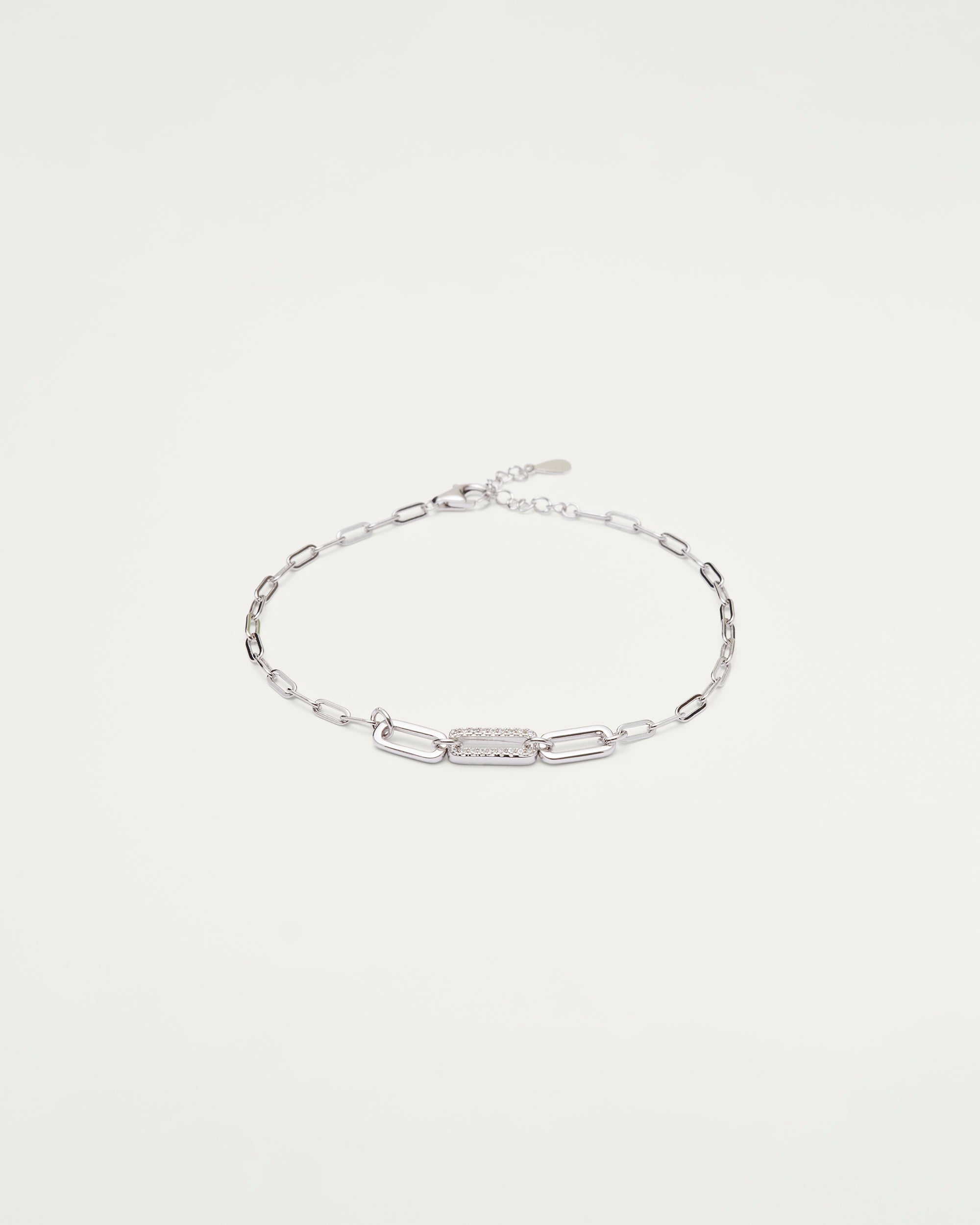Silver Crystal Link Sterling Silver Bracelet
