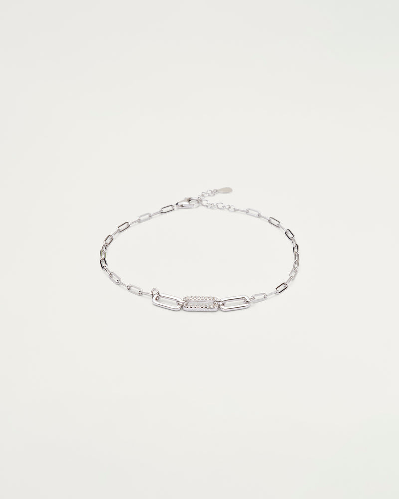 Silver Crystal Link Sterling Silver Bracelet