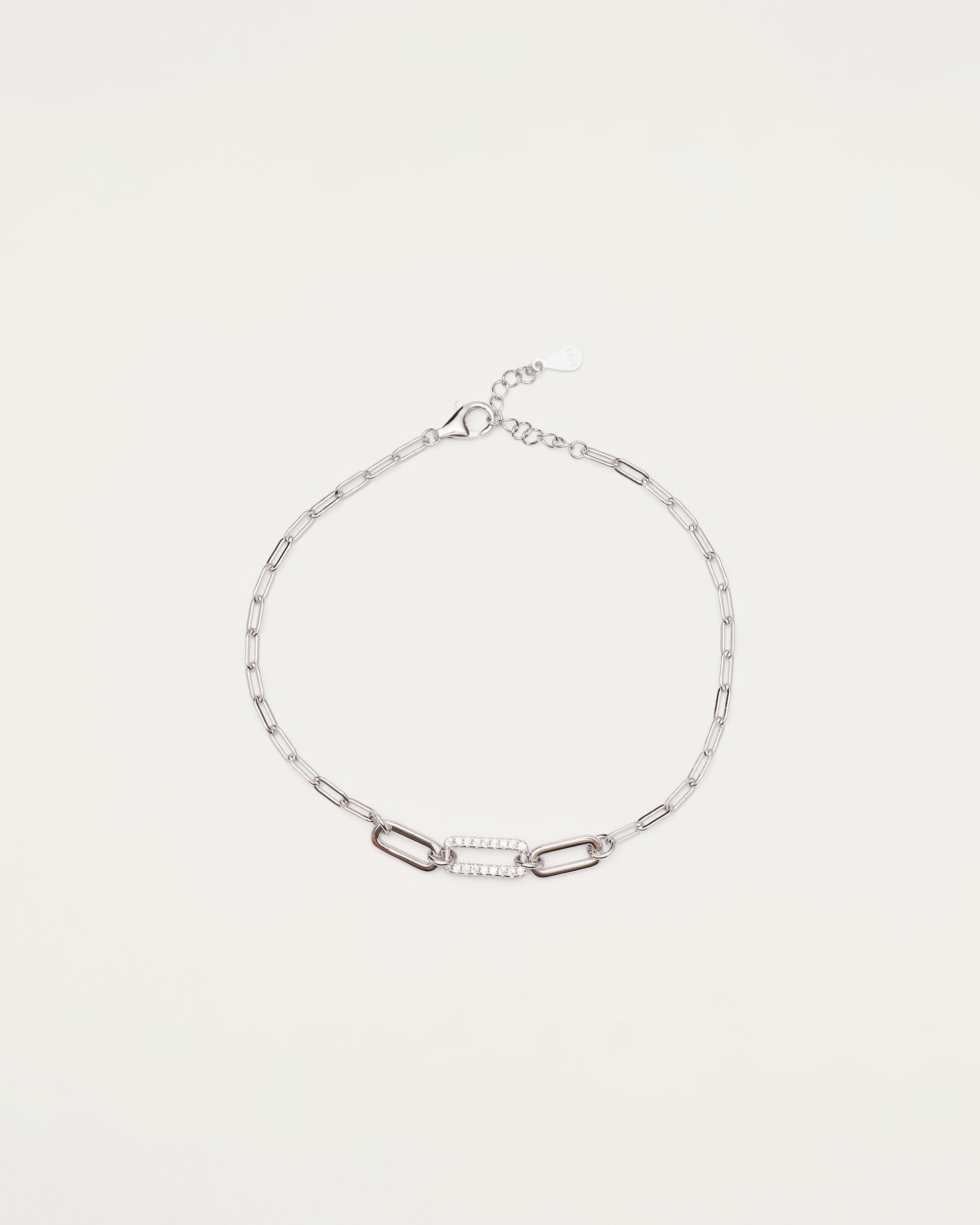 Silver Crystal Link Sterling Silver Bracelet