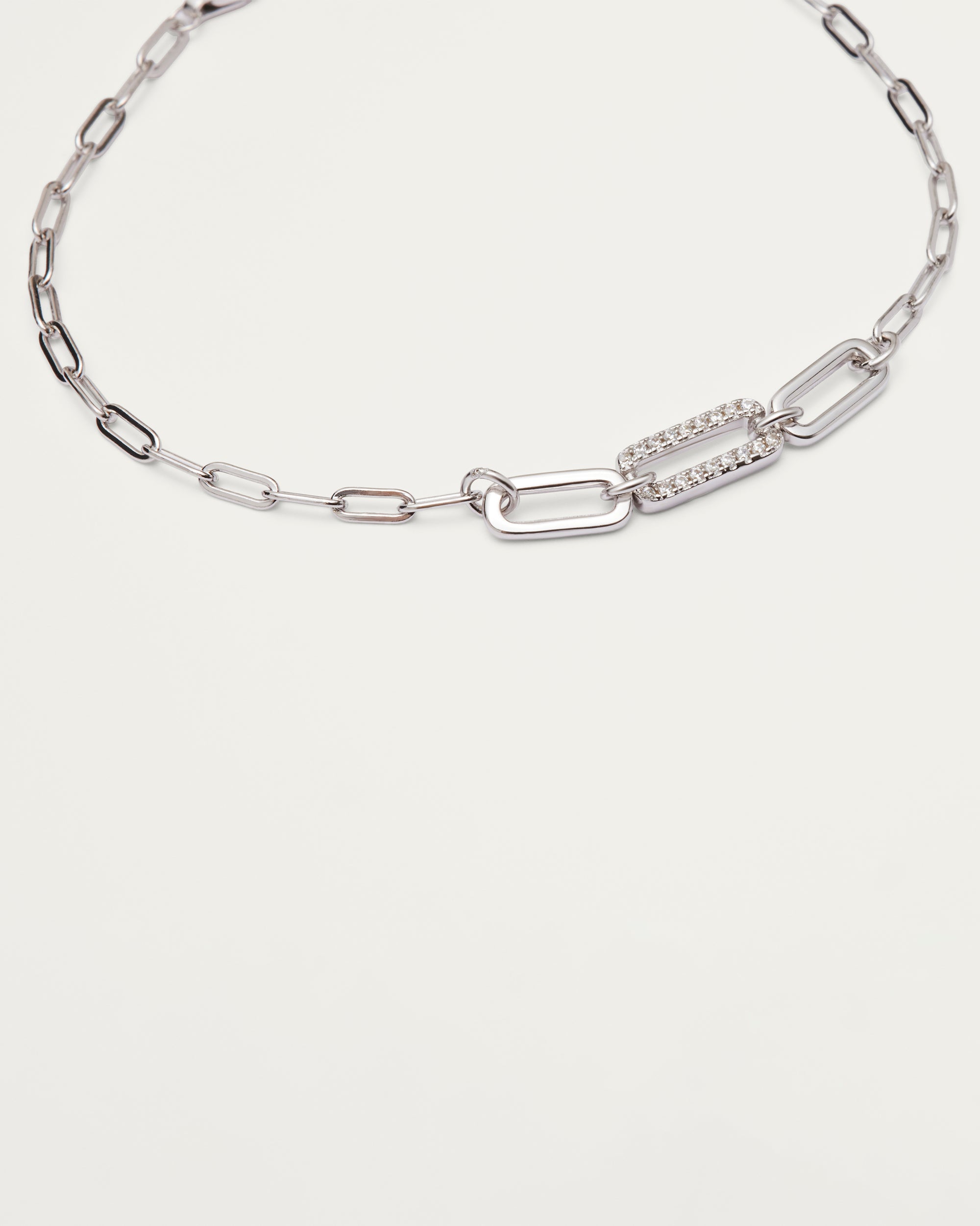 Silver Crystal Link Sterling Silver Bracelet