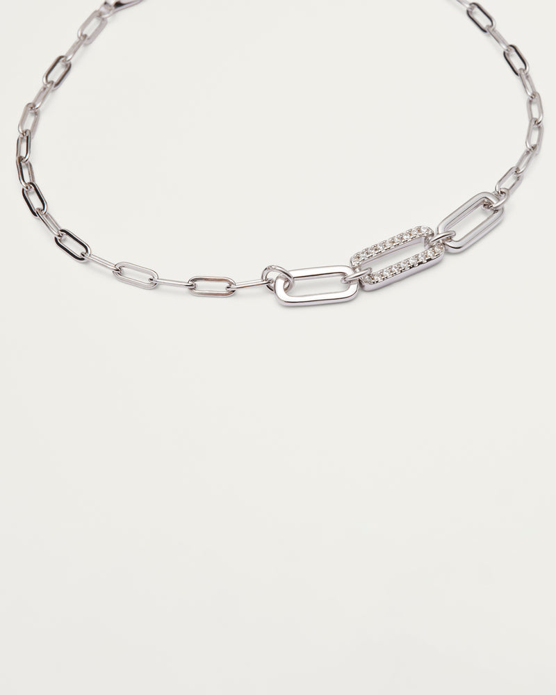 Silver Crystal Link Sterling Silver Bracelet