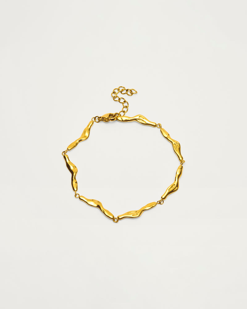 Gold Organic Wave Link Bracelet