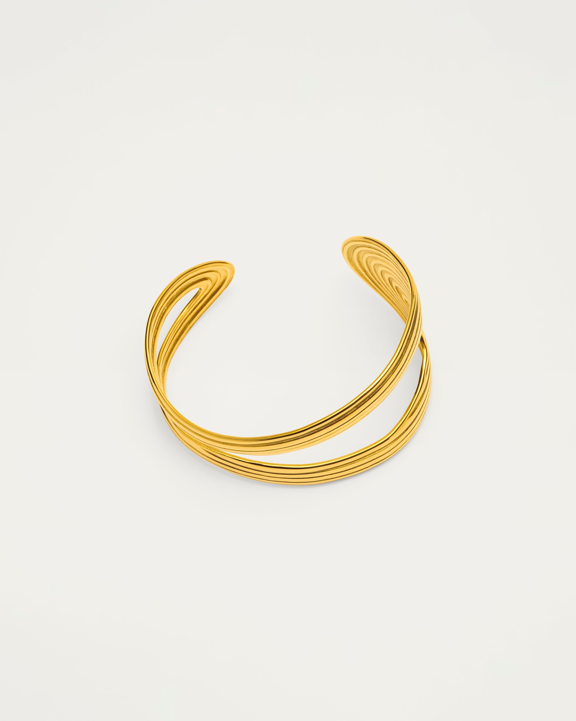 Gold Layered Ridged Curve Bangle