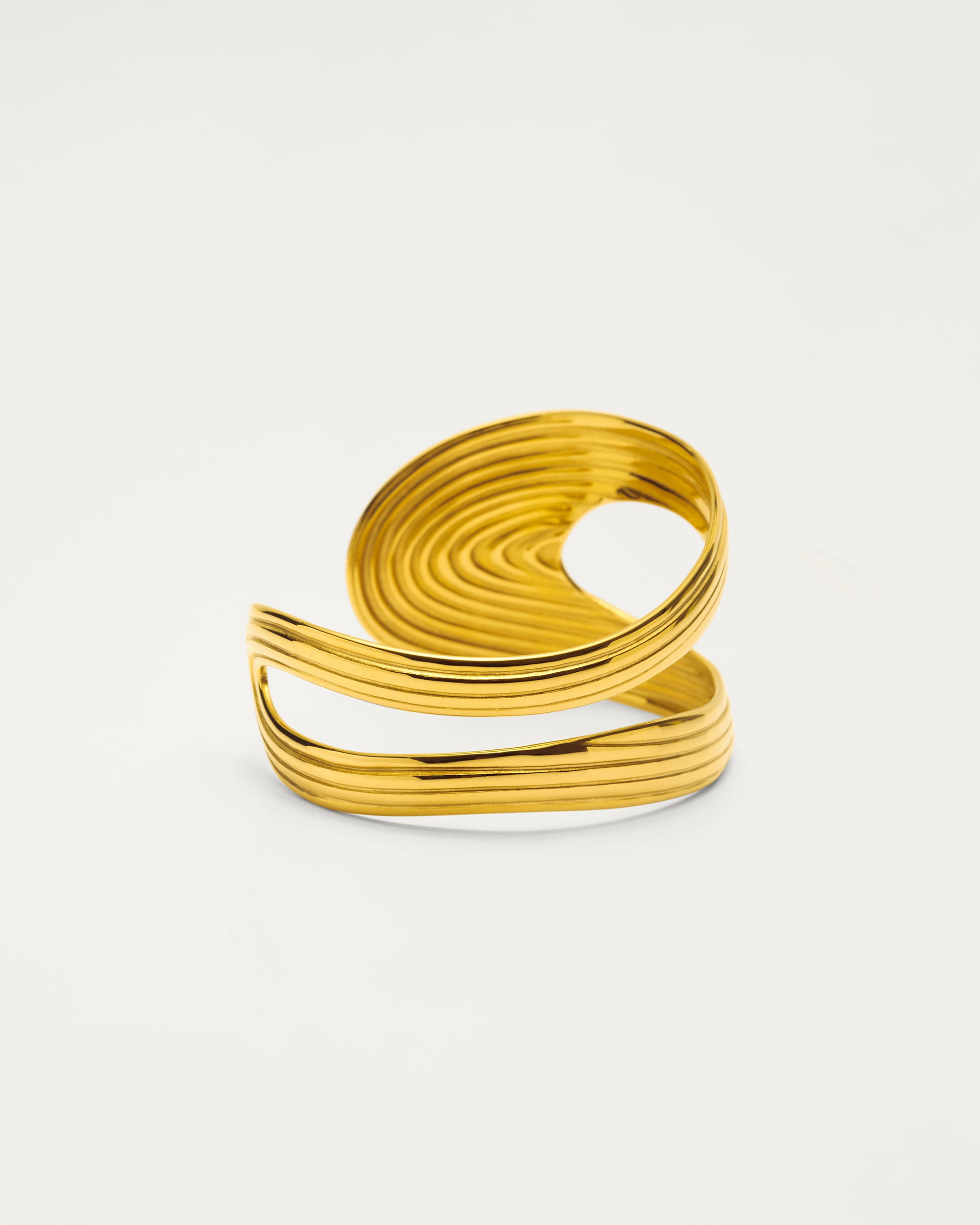 Gold Layered Ridged Curve Bangle