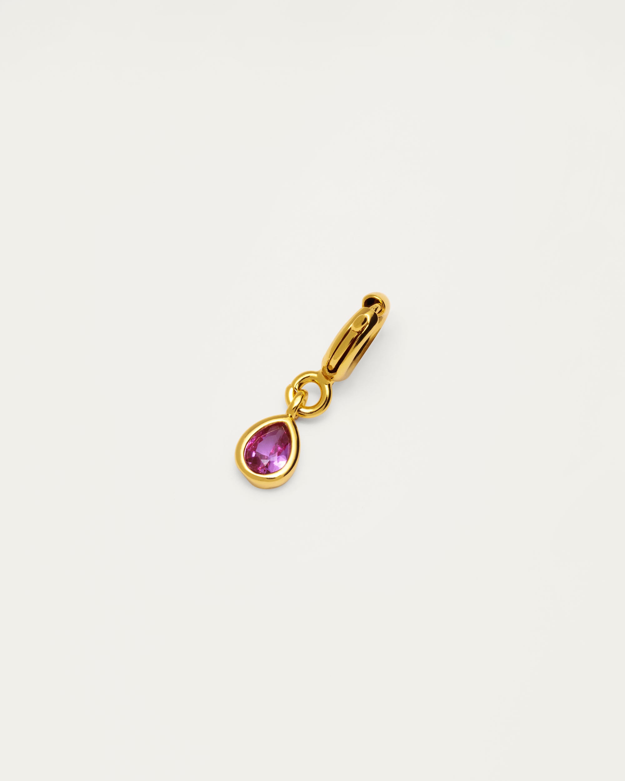 Gold Pink Crystal Teardrop Charm