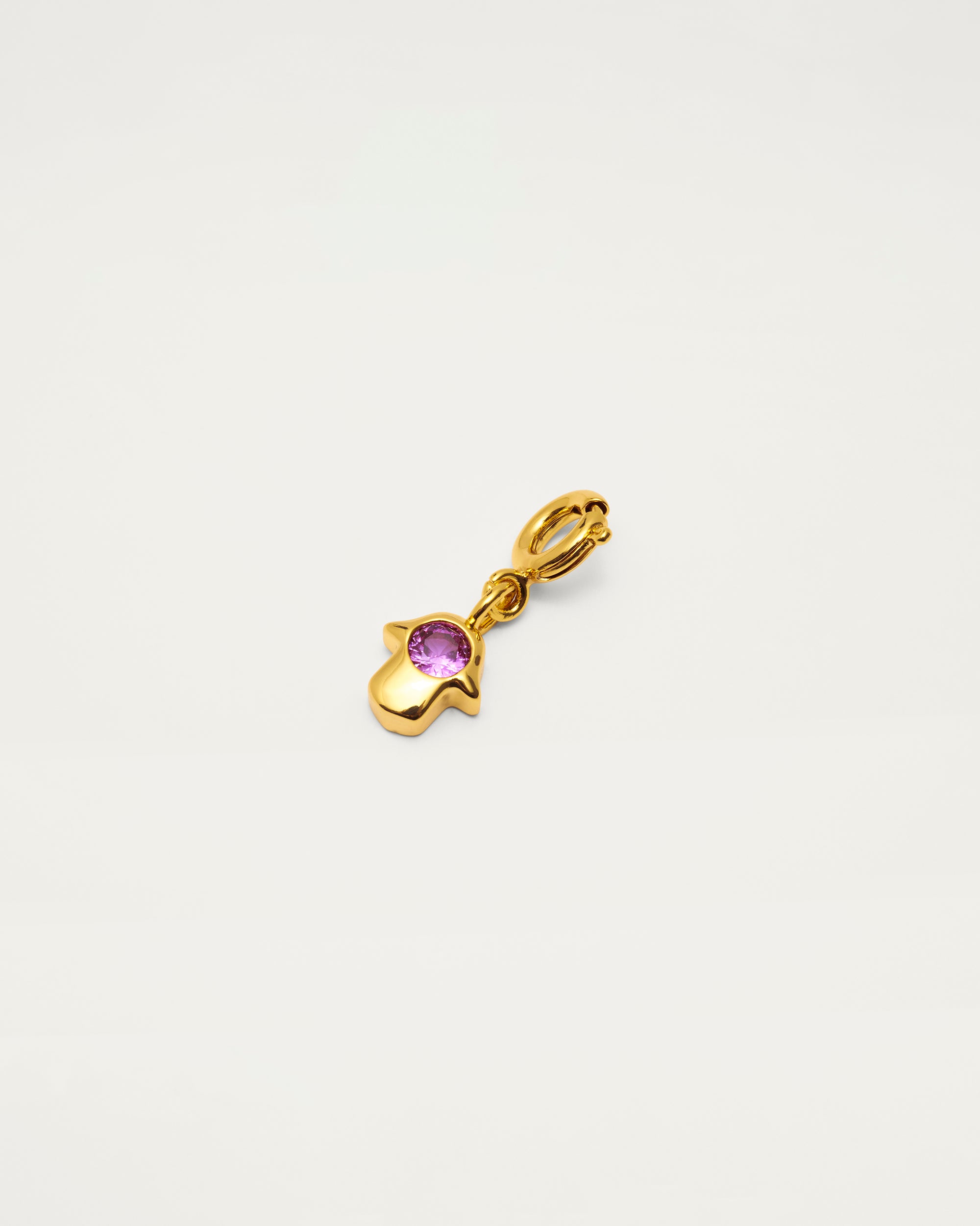 Gold Pink Crystal Hamsa Charm