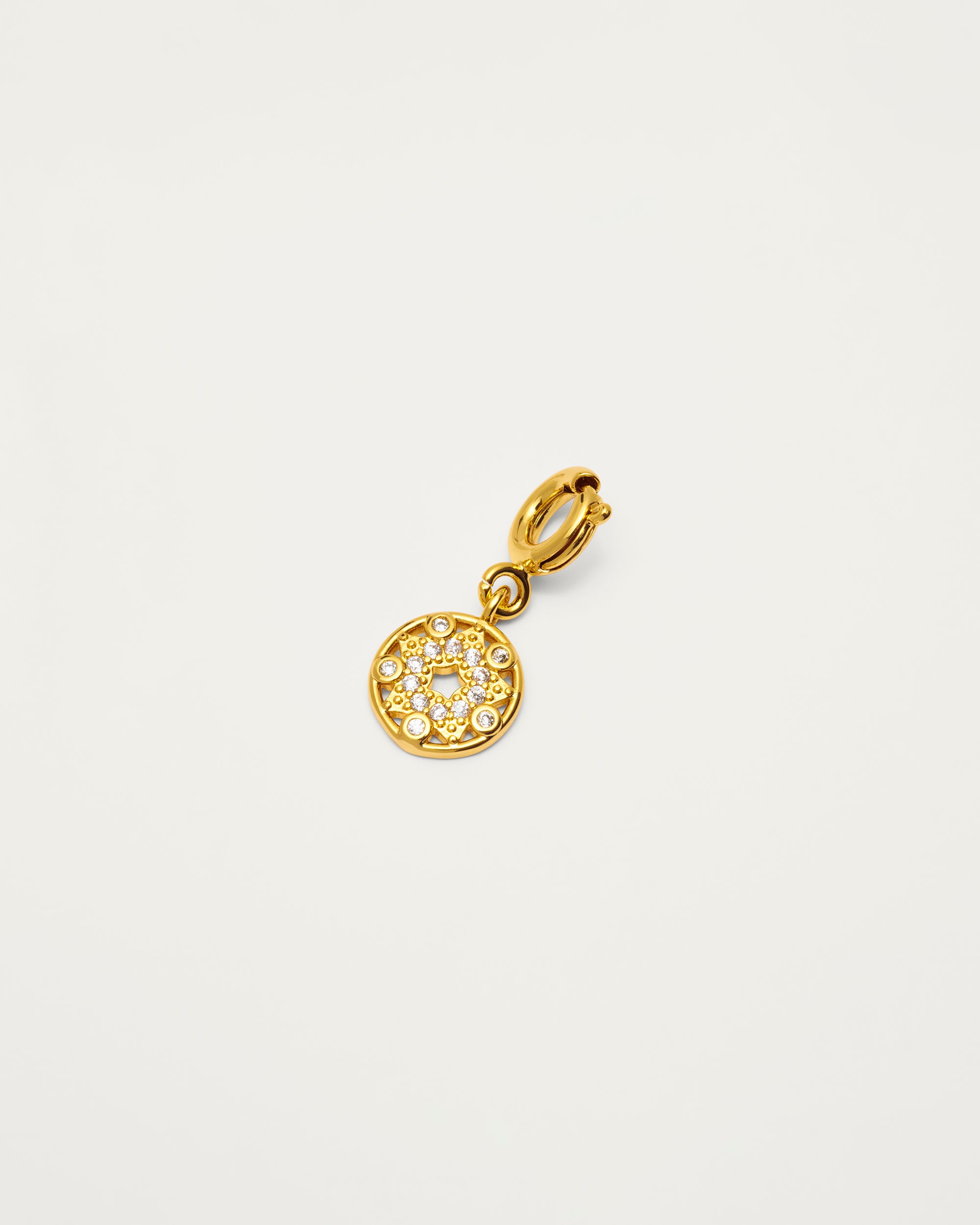 Gold Crystal Star Medallion Charm