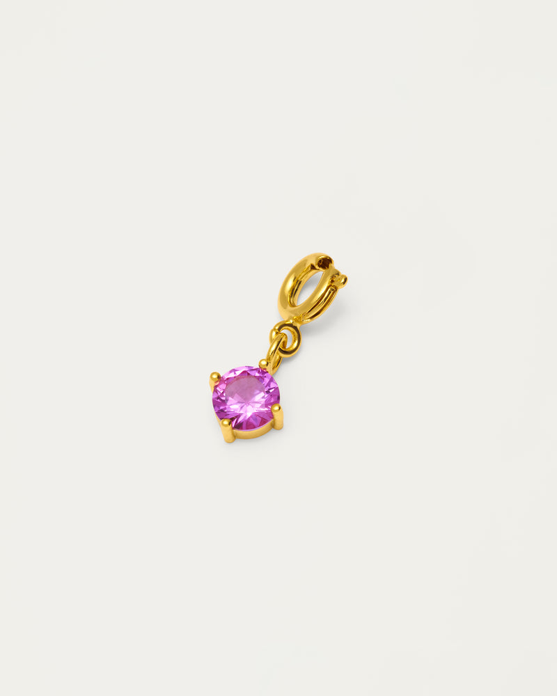Gold Pink Round Crystal Charm