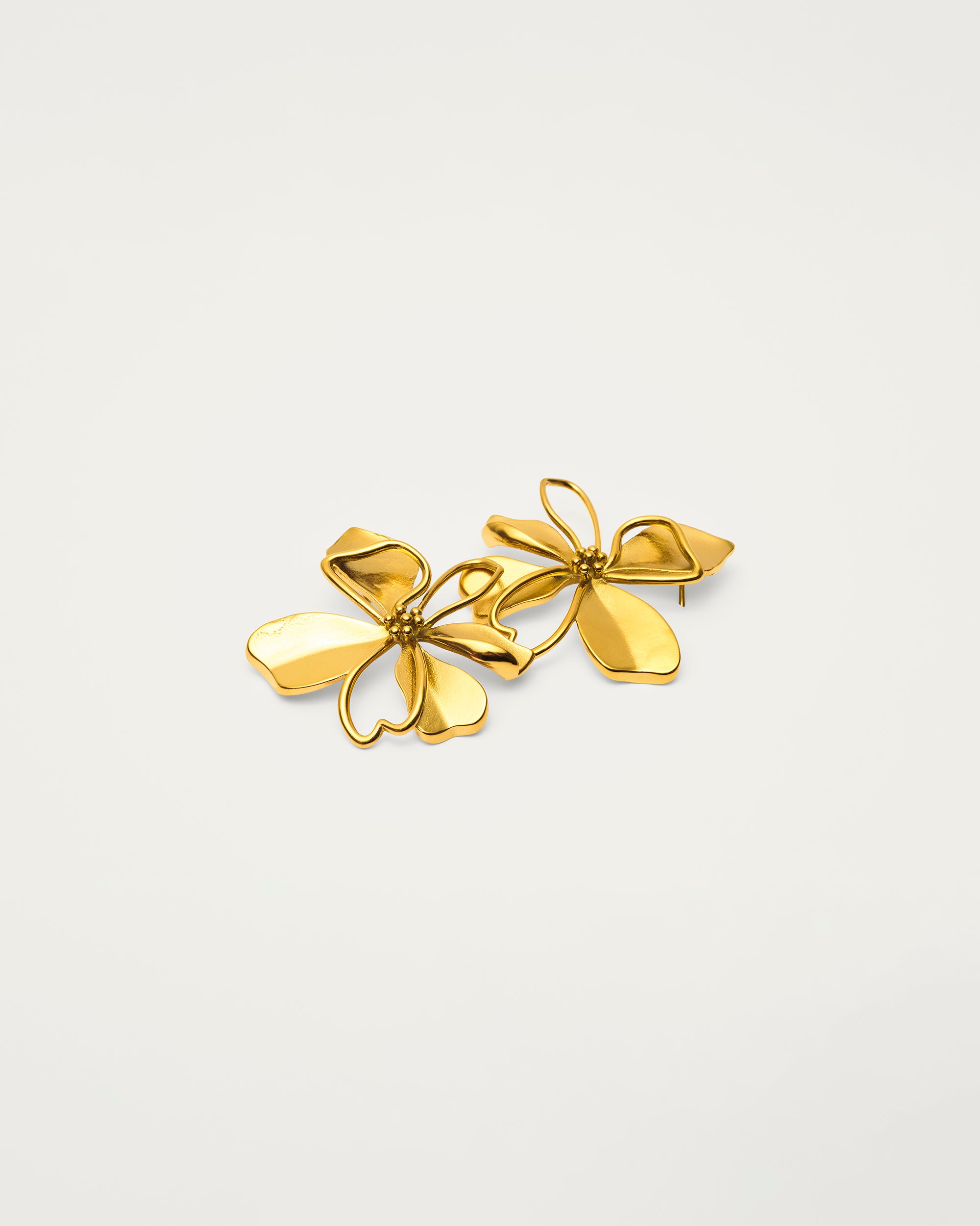 Gold Contemporary Floral Stud Earrings