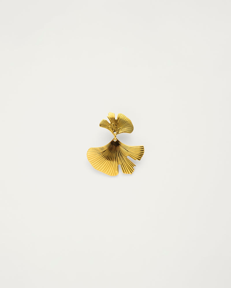Gold Textured Abstract Flora Drop Earrings
