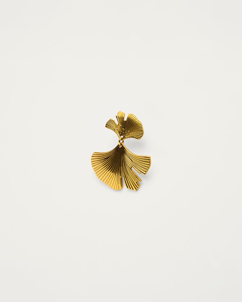 Gold Textured Abstract Flora Drop Earrings
