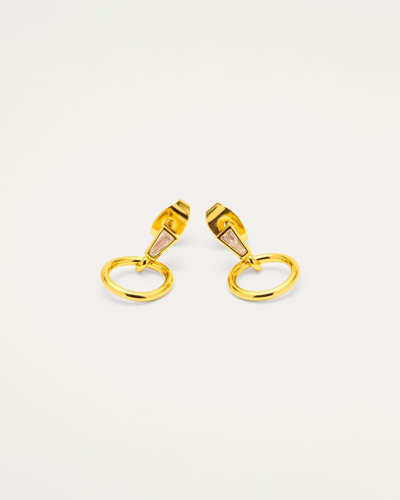 Gold Petite Crystal Accent Hoop Earrings