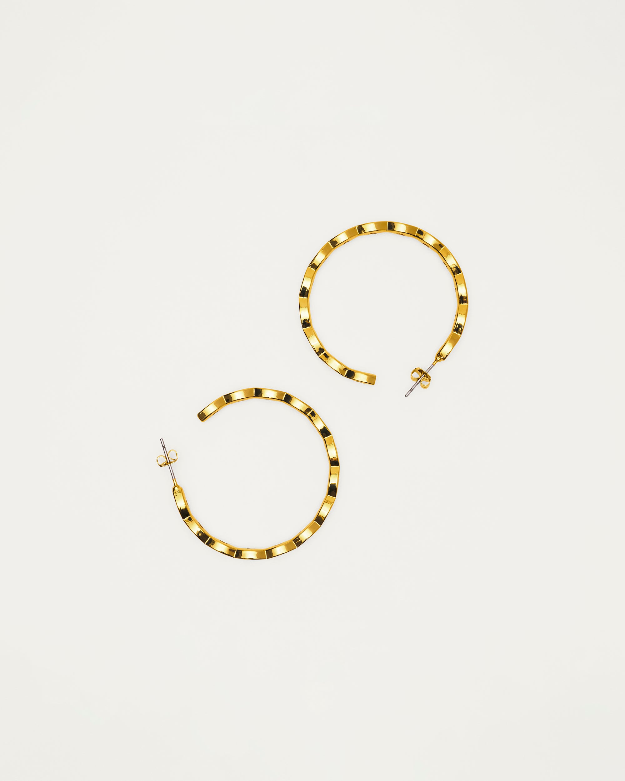 Gold Crystal Wave Hoop Earrings