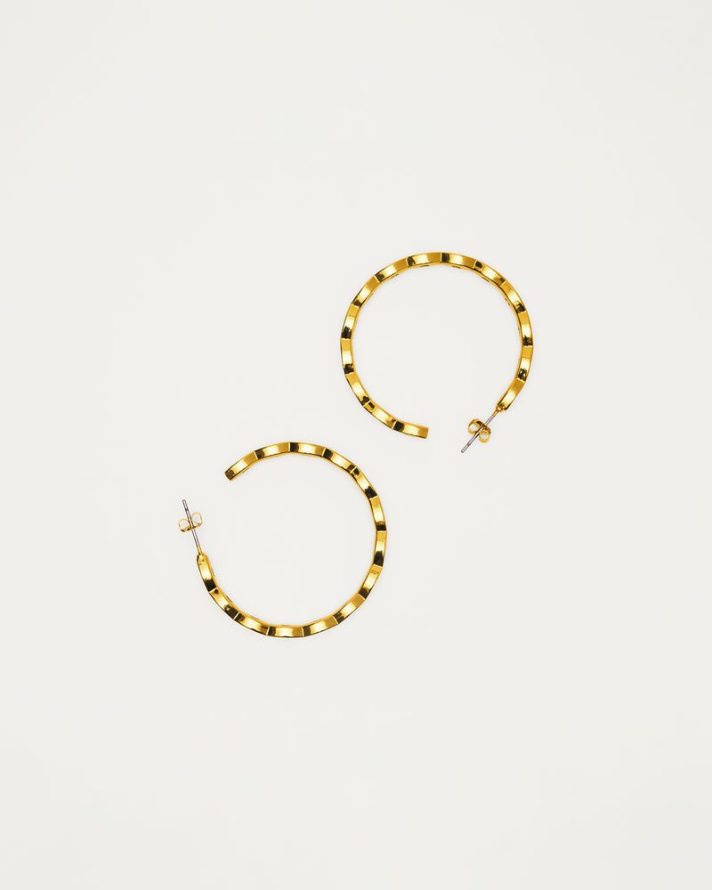 Gold Crystal Wave Hoop Earrings