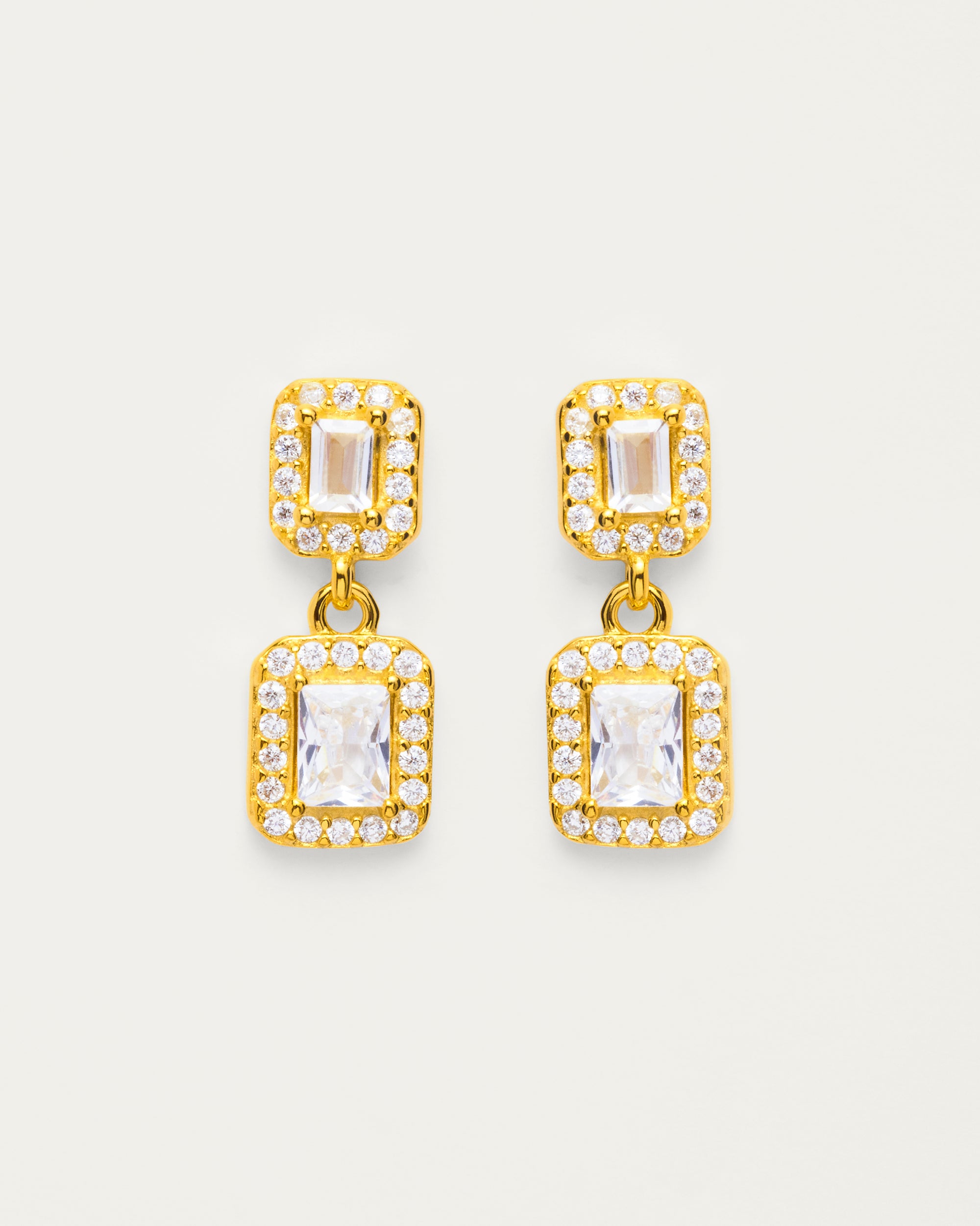 Gold Petite Pavé Crystal Drop Sterling Silver Earrings
