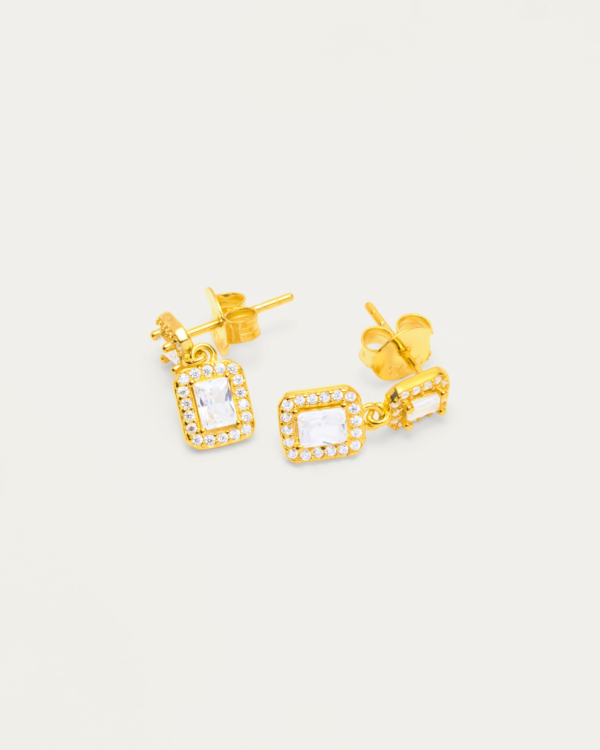 Gold Petite Pavé Crystal Drop Sterling Silver Earrings