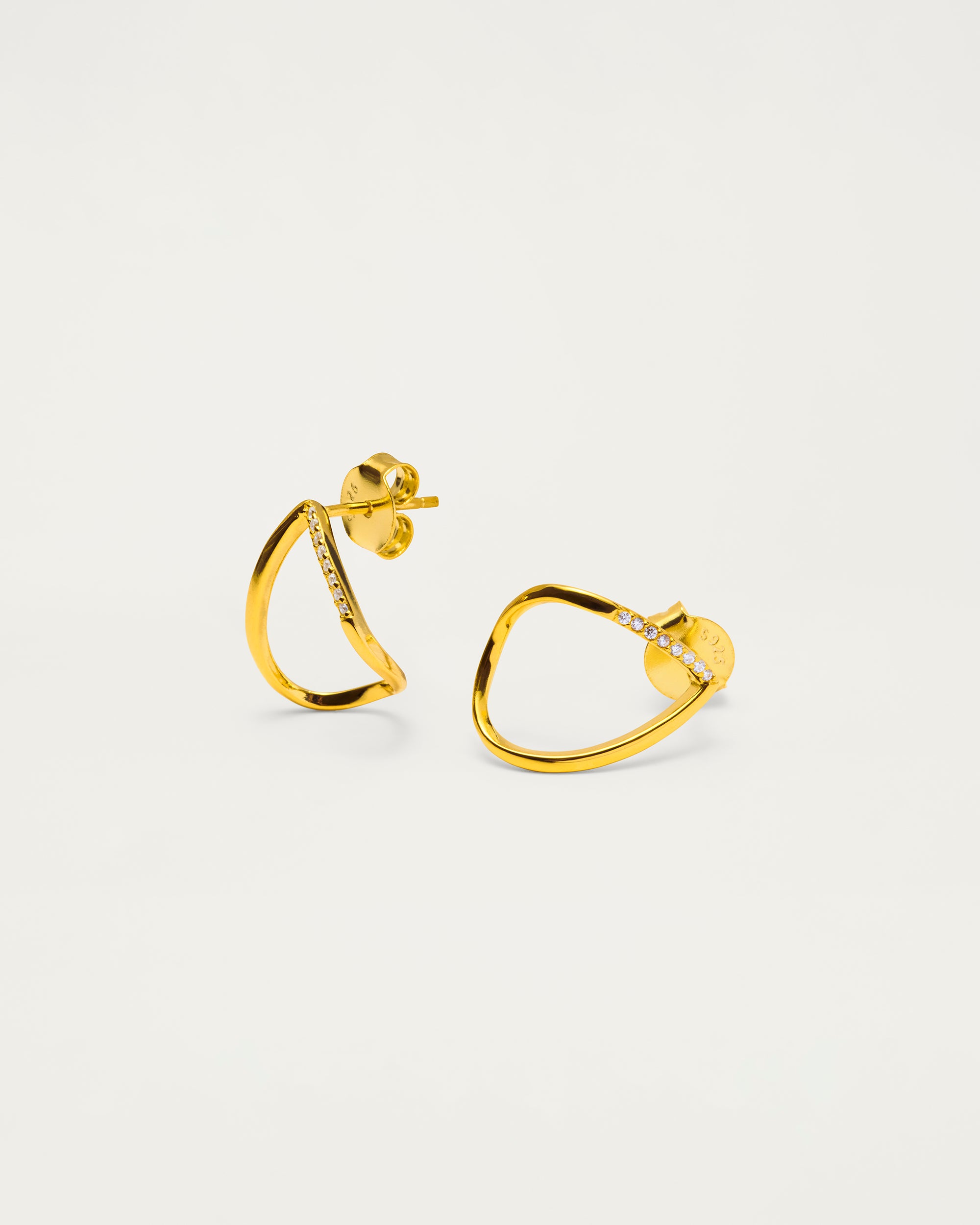 Gold Open Hoop Stud Earrings
