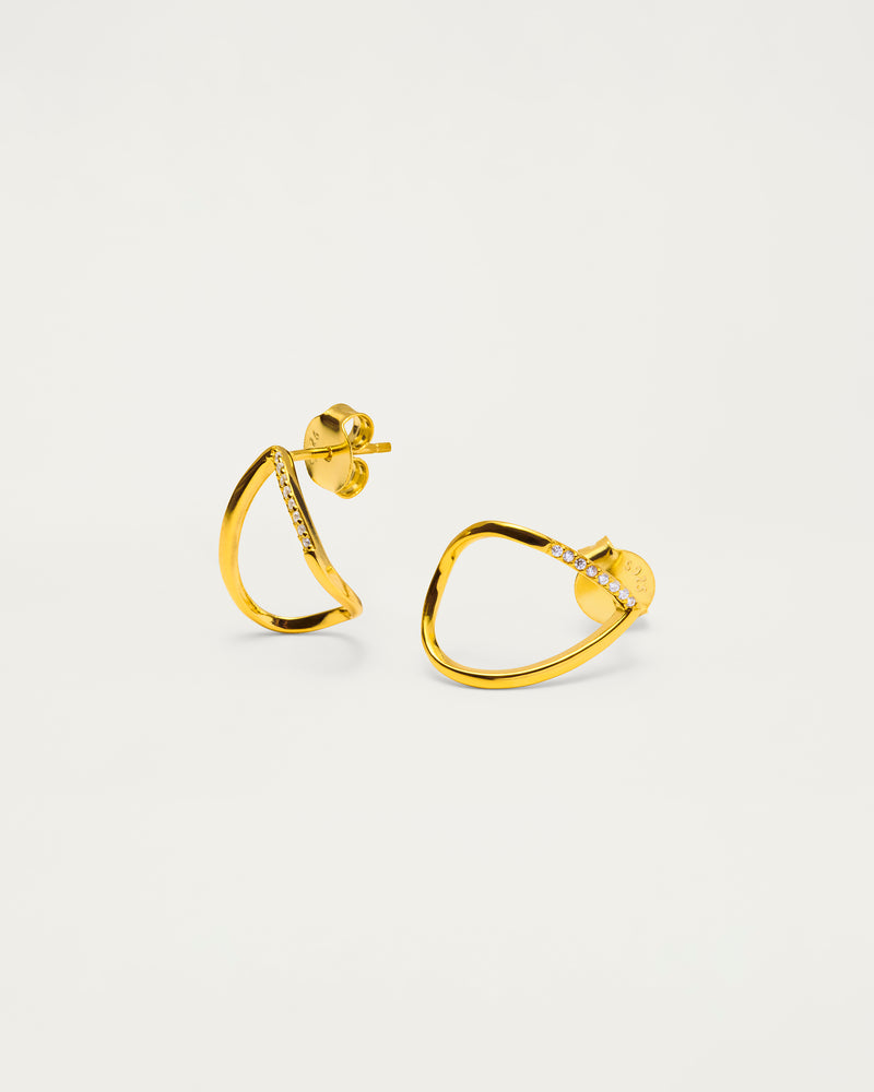 Gold Open Hoop Stud Earrings