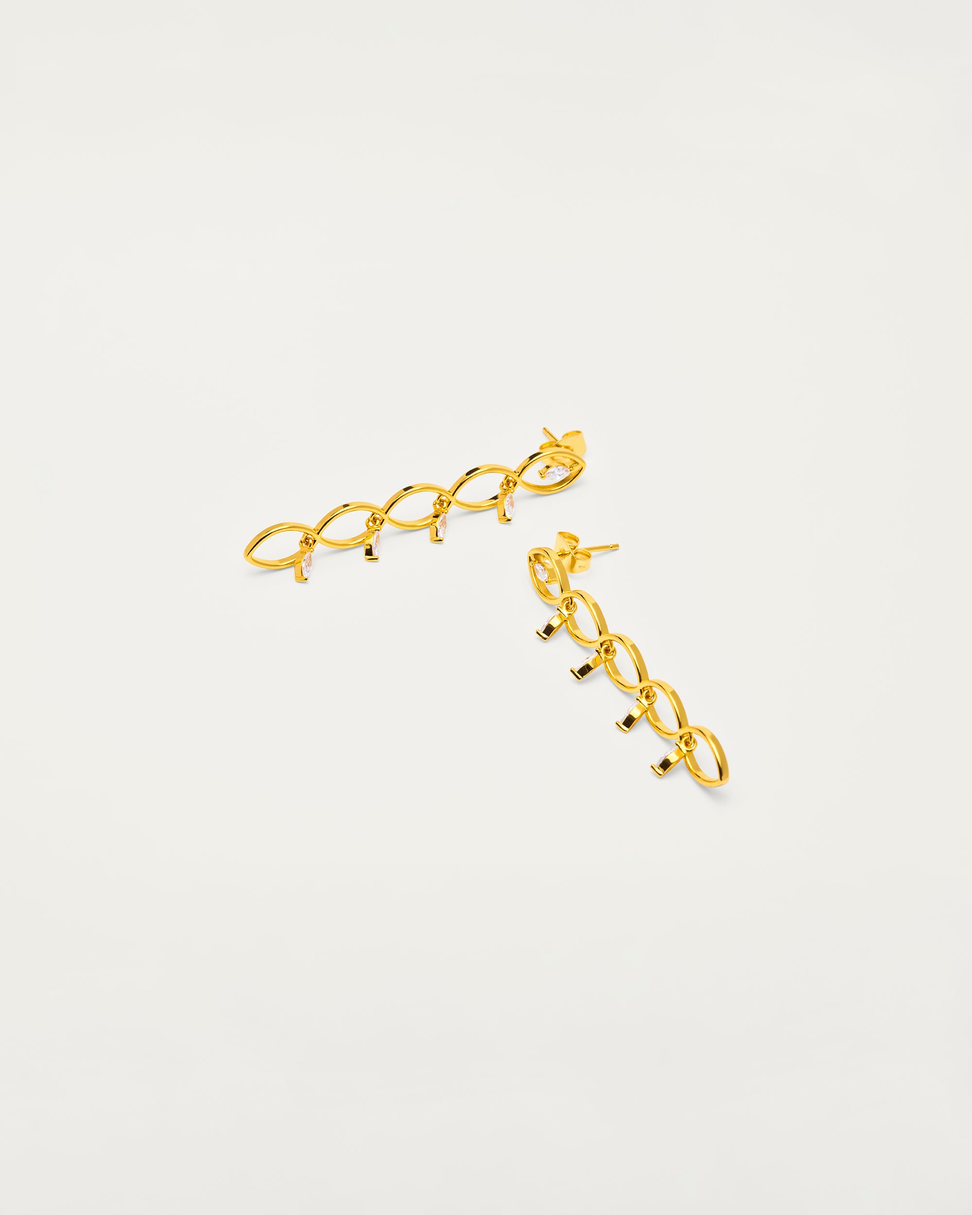 Gold Crystal Marquise Drop Statement Earrings