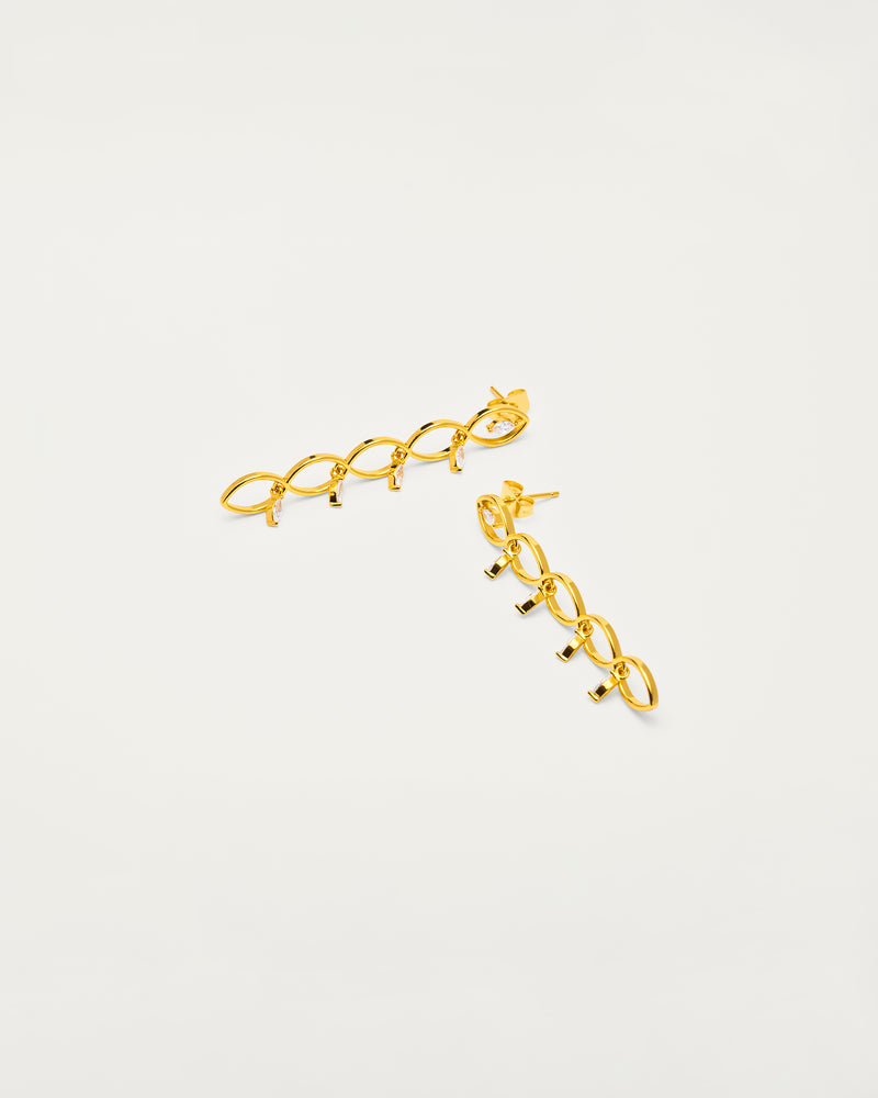 Gold Crystal Marquise Drop Statement Earrings