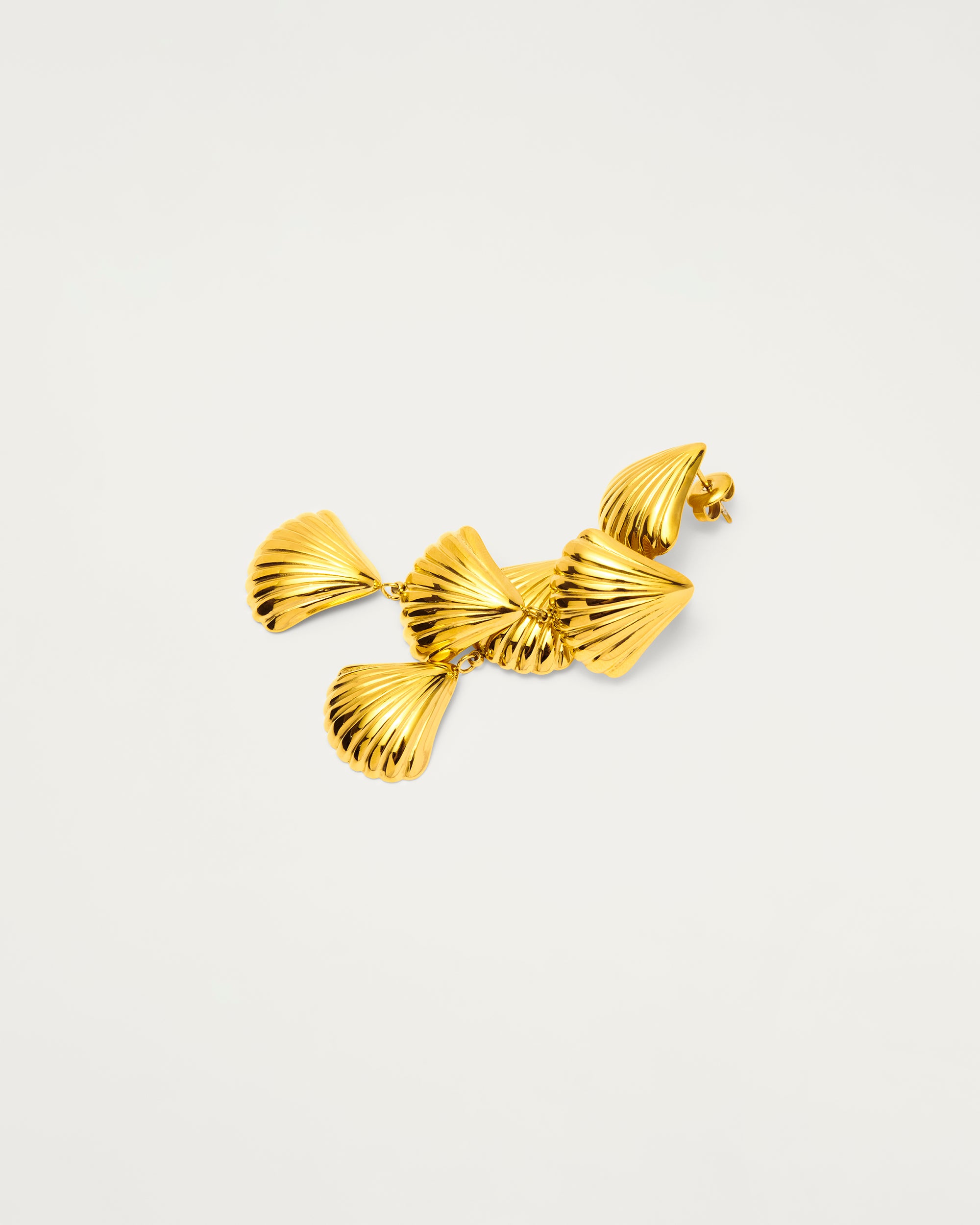 Gold Textured Shell Drop Statement Earrings