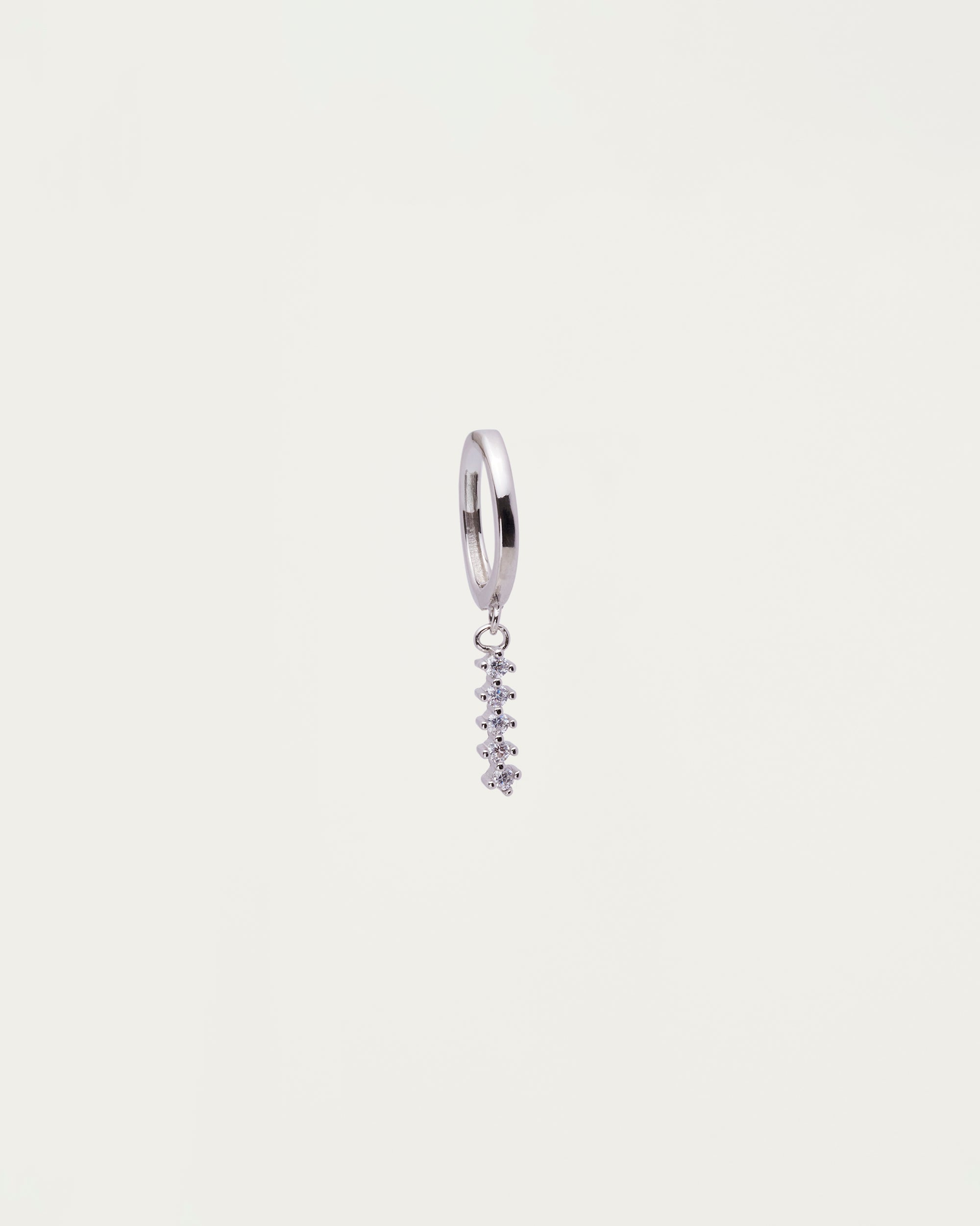 Silver Crystal Drop Huggie Sterling Silver Earrings