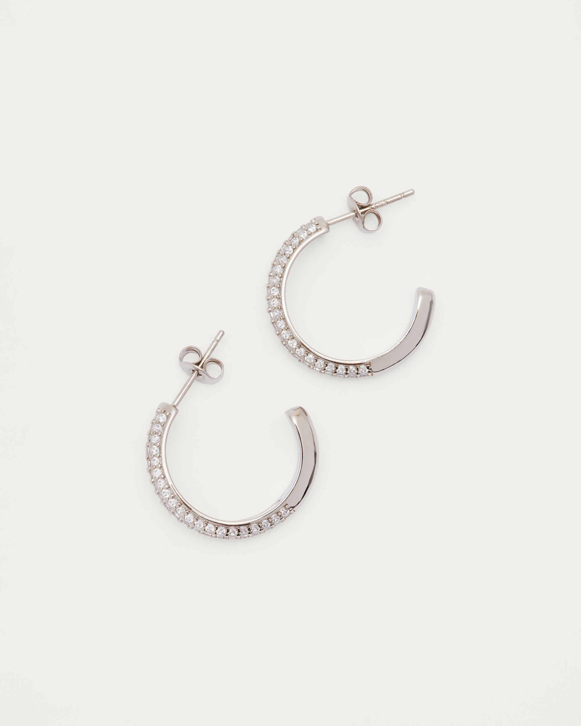 Silver Pavé Crystal Hoop Earrings
