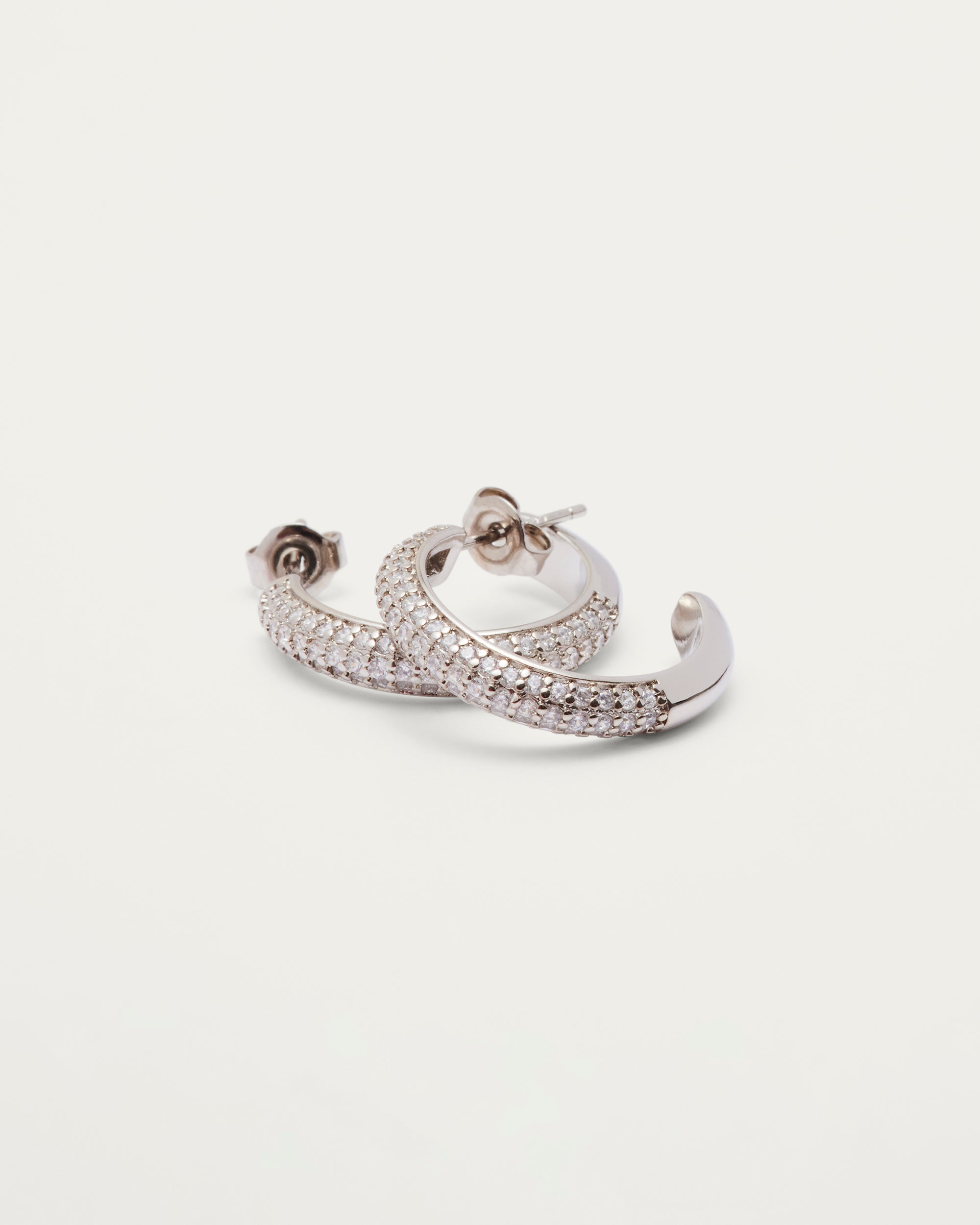 Silver Pavé Crystal Hoop Earrings