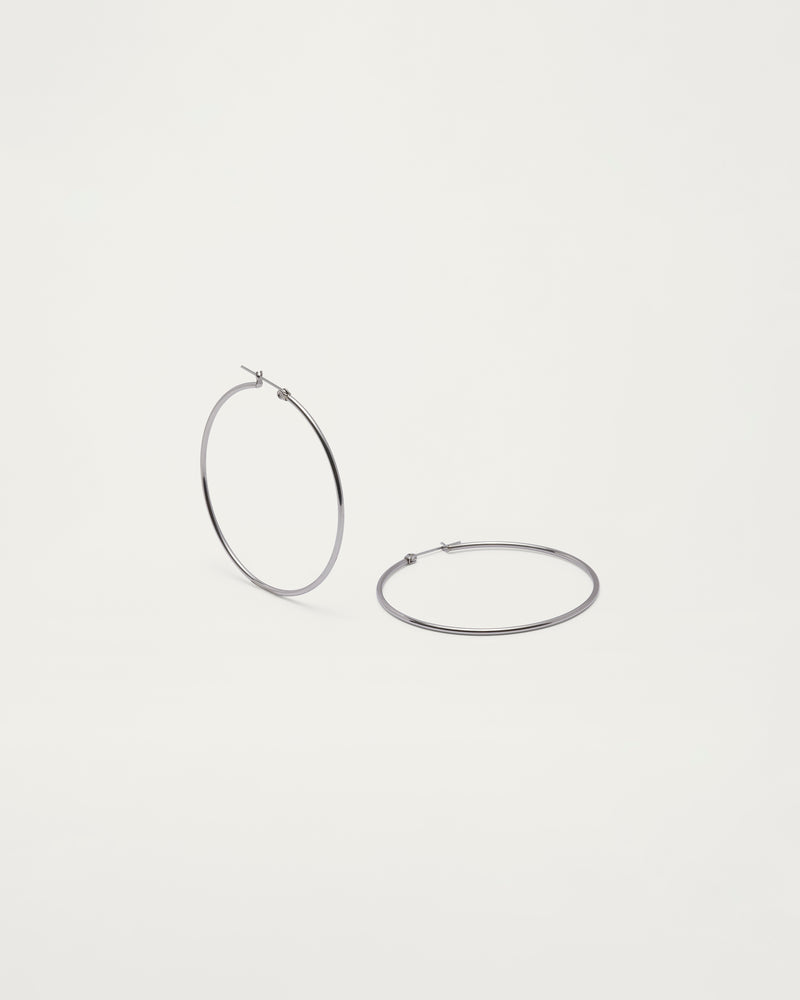 Classic Silver Hoop Earrings - 65mm
