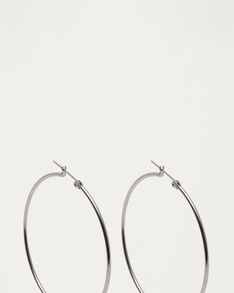 Classic Silver Hoop Earrings - 65mm