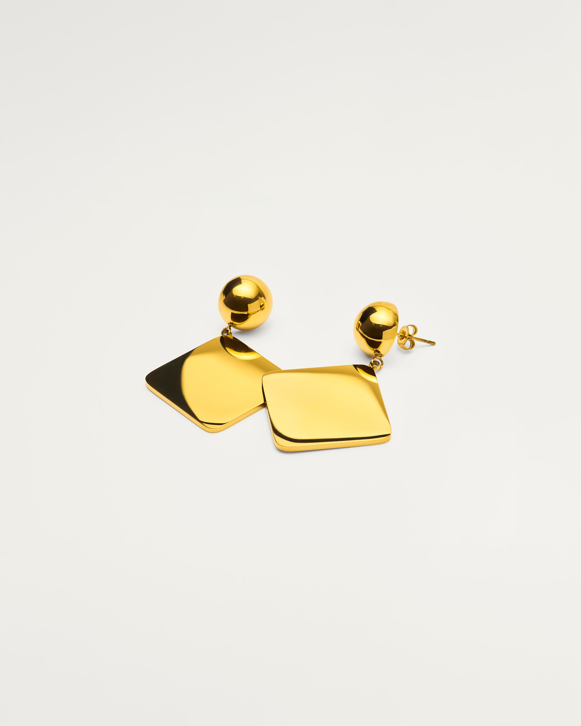 Gold Architectural Diamond Drop Statement Earrings