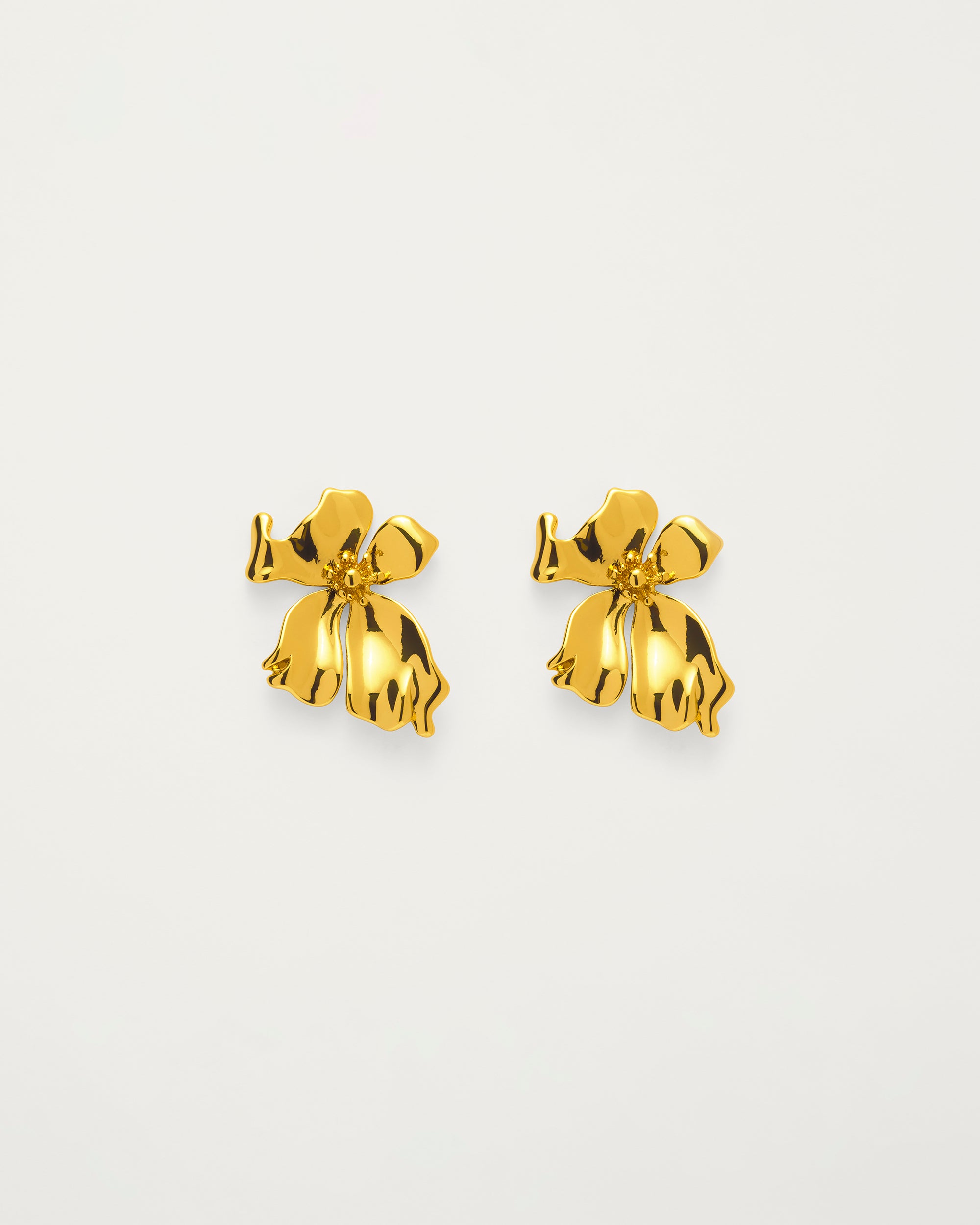 Gold Sculpted Artisan Floral Earrings
