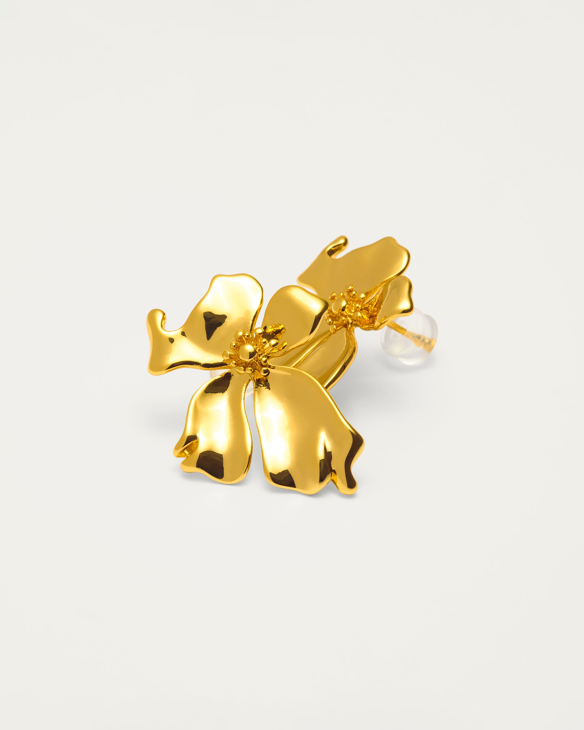 Gold Sculpted Artisan Floral Earrings