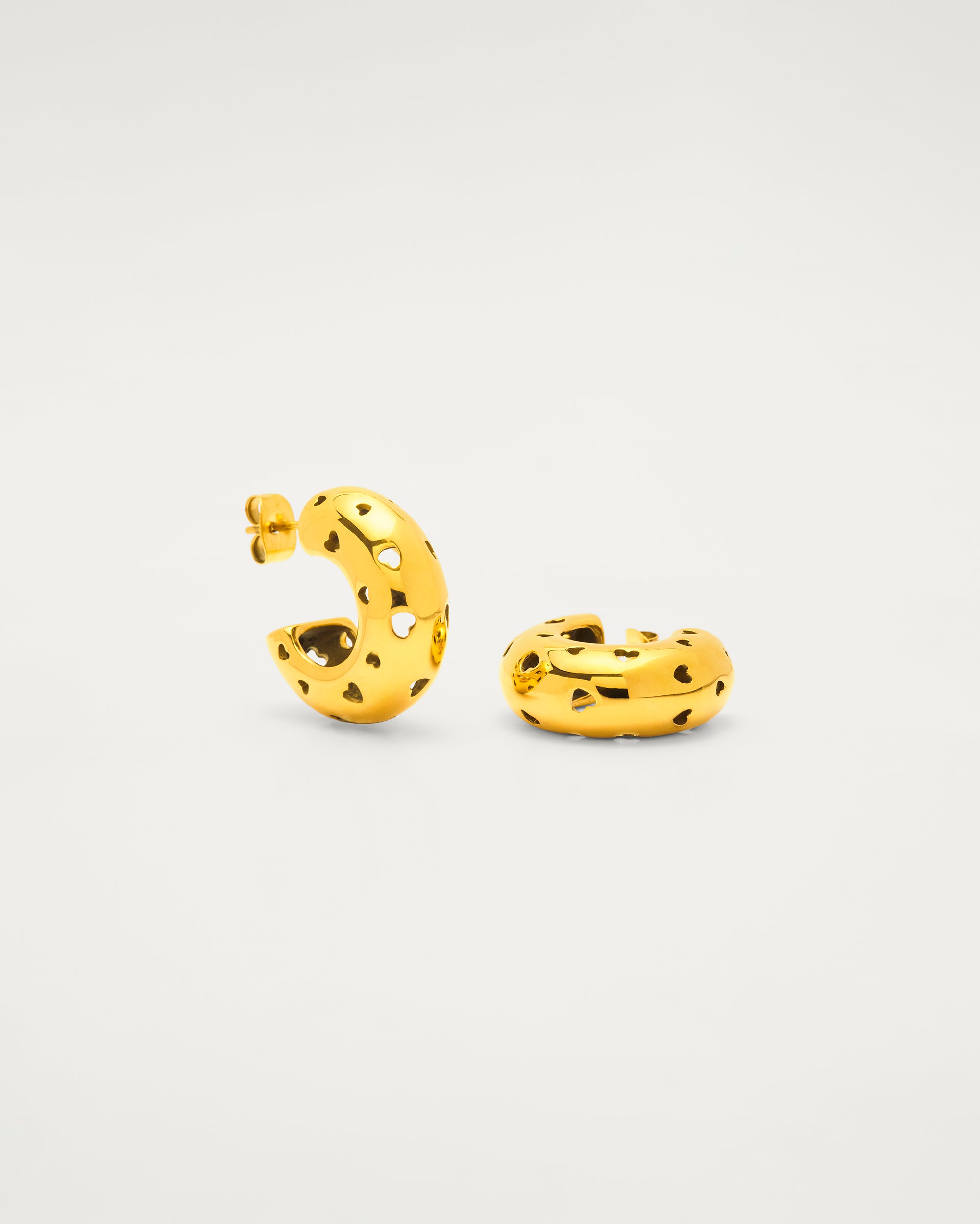 Gold Heart Cut-Out Hoop Earrings