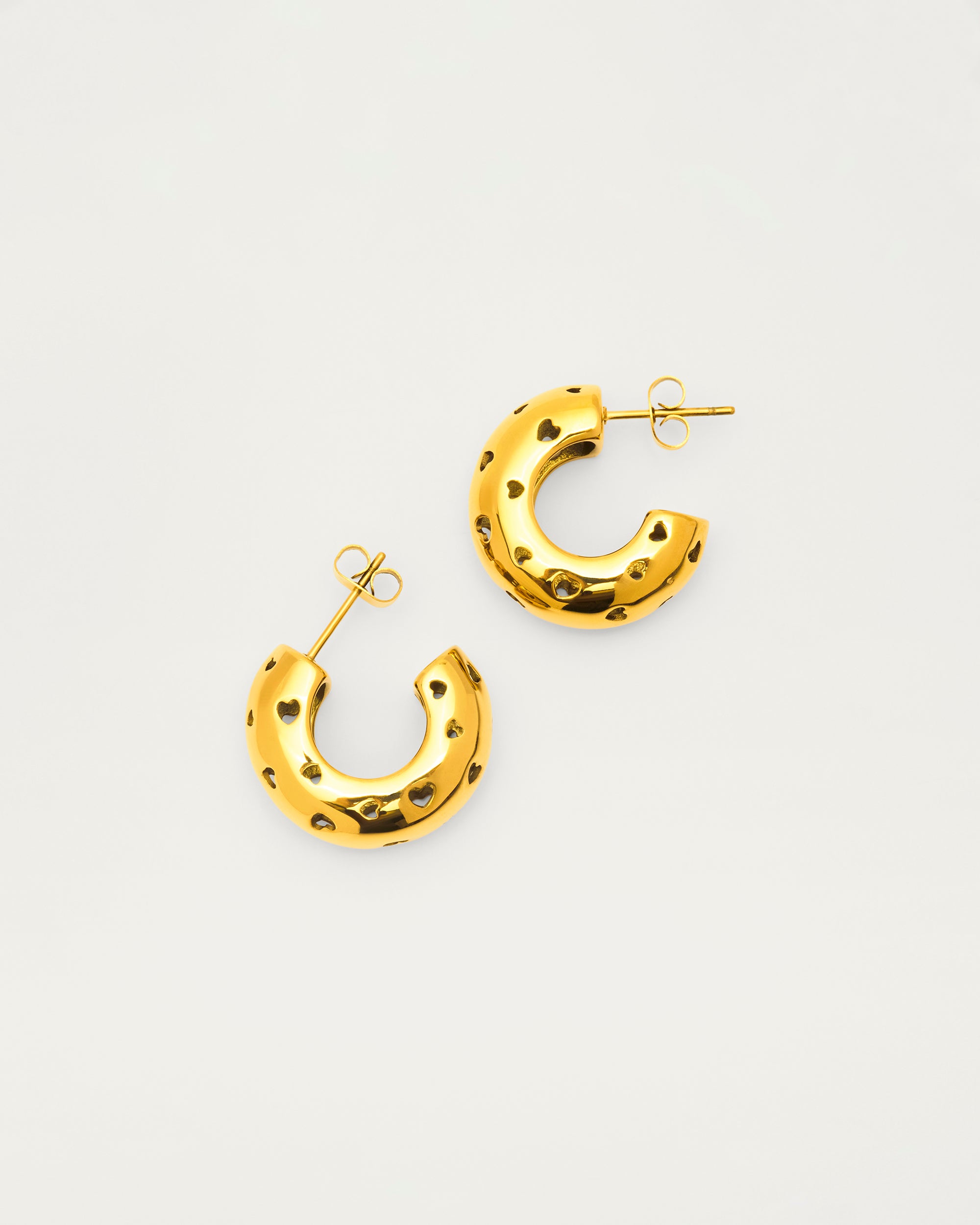 Gold Heart Cut-Out Hoop Earrings
