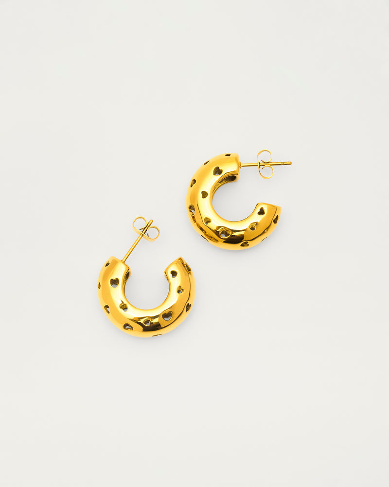 Gold Heart Cut-Out Hoop Earrings