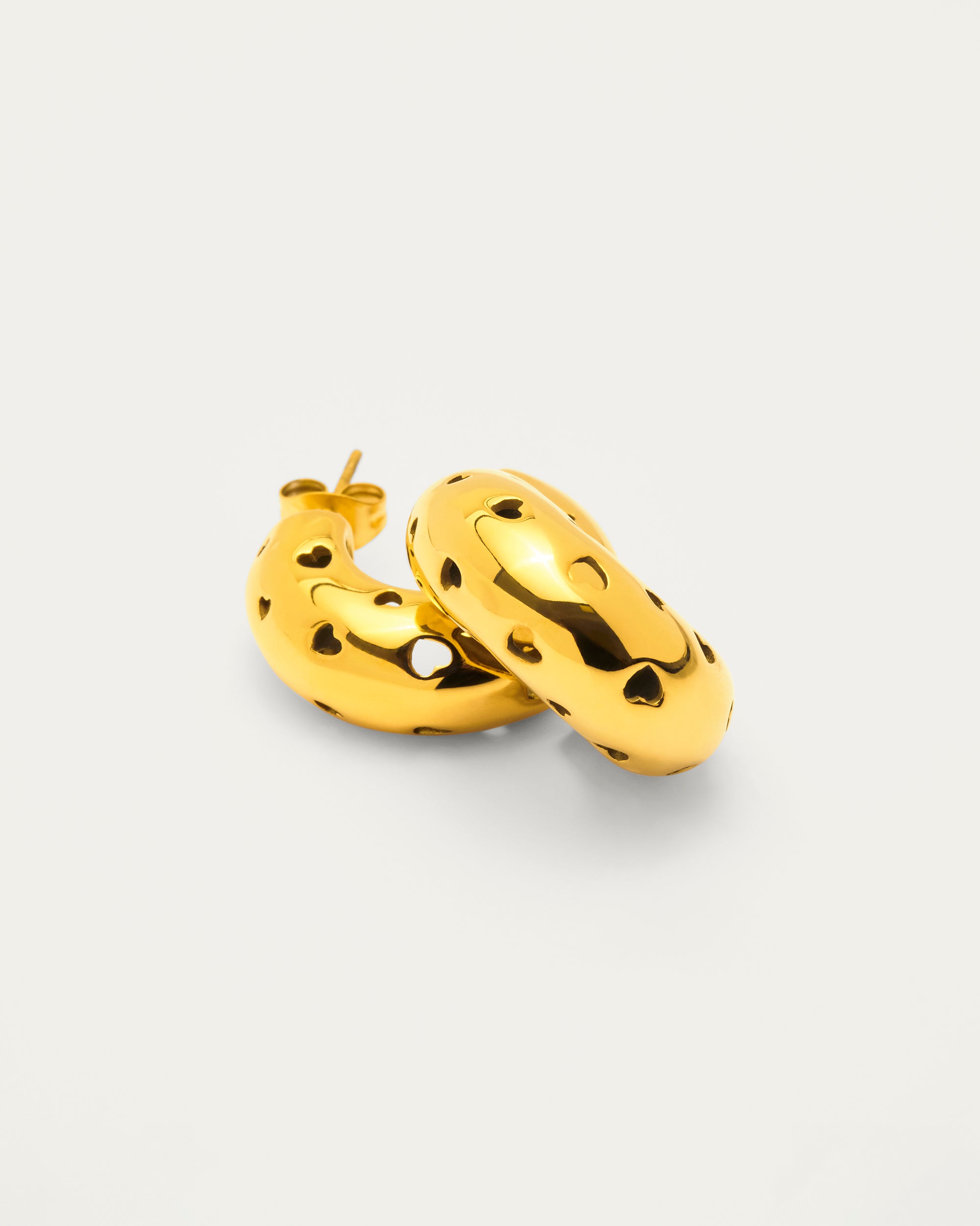 Gold Heart Cut-Out Hoop Earrings
