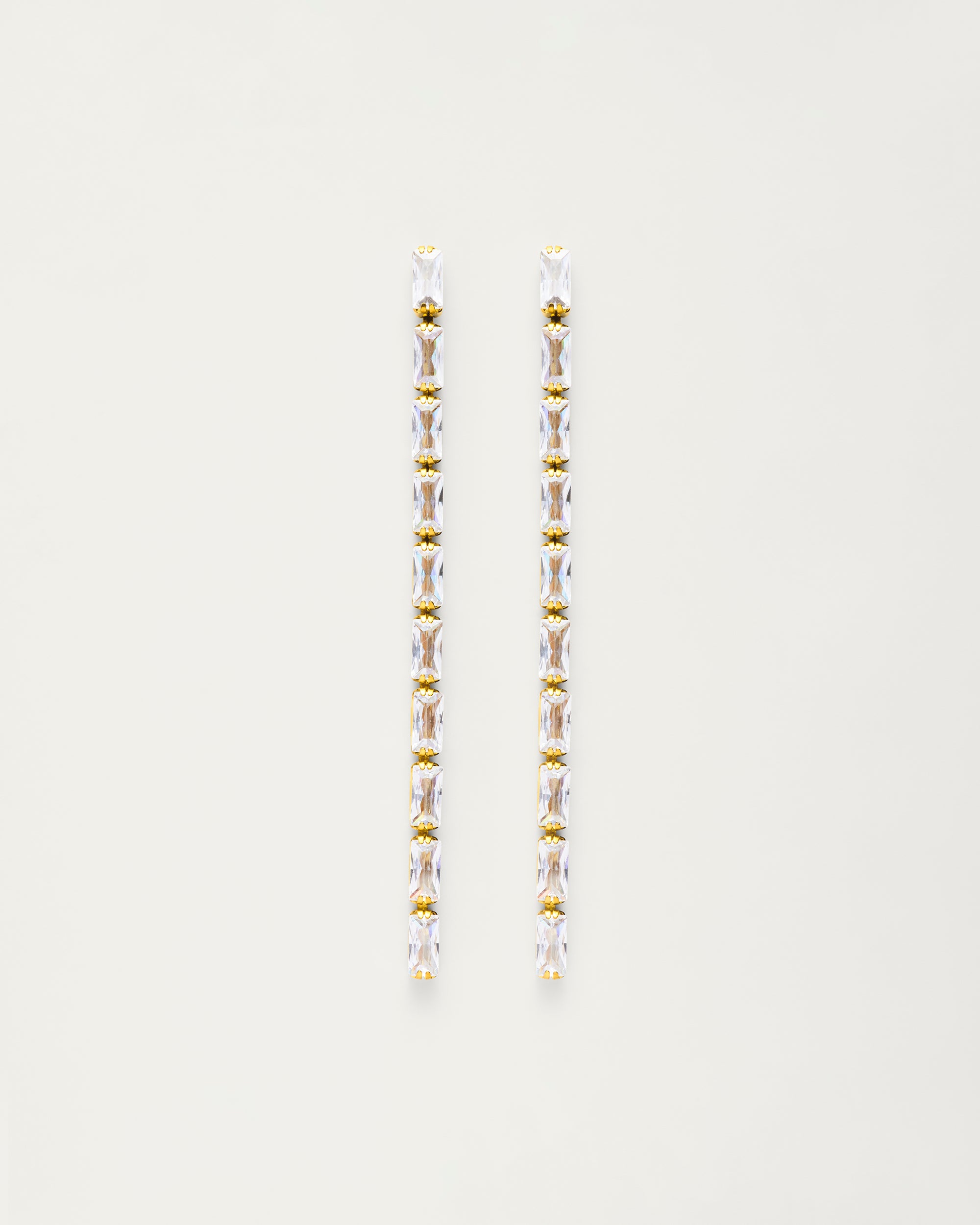 Gold Baguette Crystal Drop Earrings