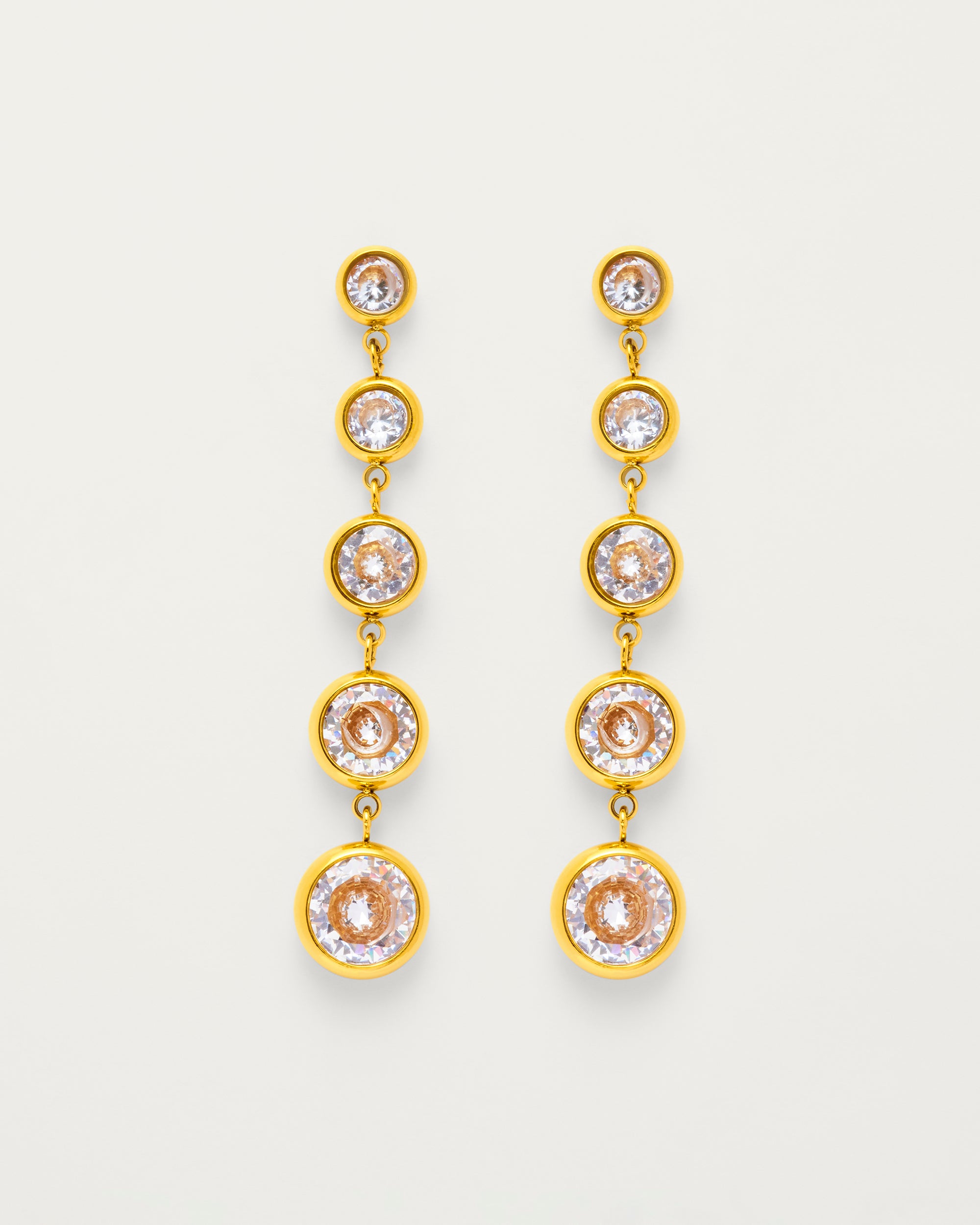 Gold Crystal Bezel Drop Earrings